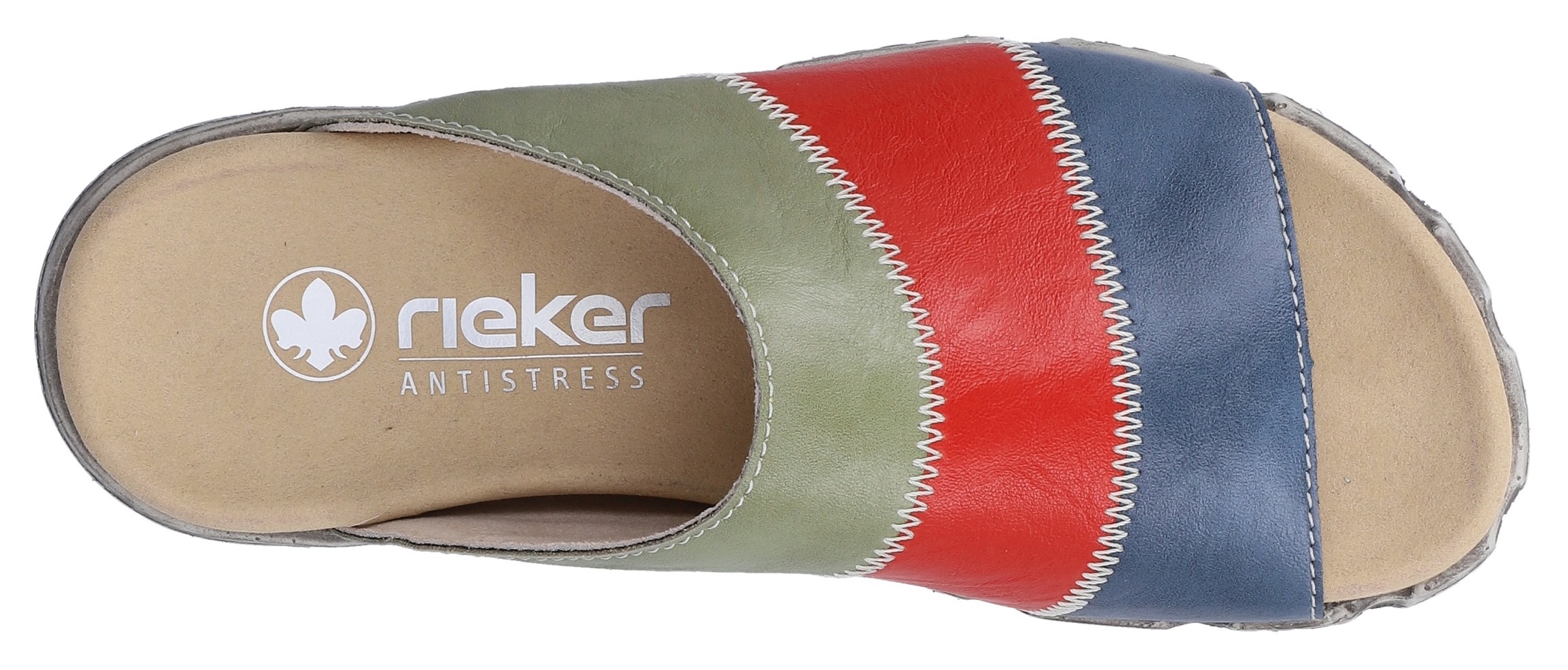 Rieker Pantolette  Sommerschuh, Hausschuh in Patchwork-Optik