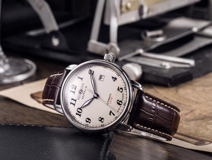 ZEPPELIN Automatikuhr »LZ 127 Graf Zeppelin«, Armbanduhr, Herrenuhr, Datum, Lederarmband, Made in Germany
