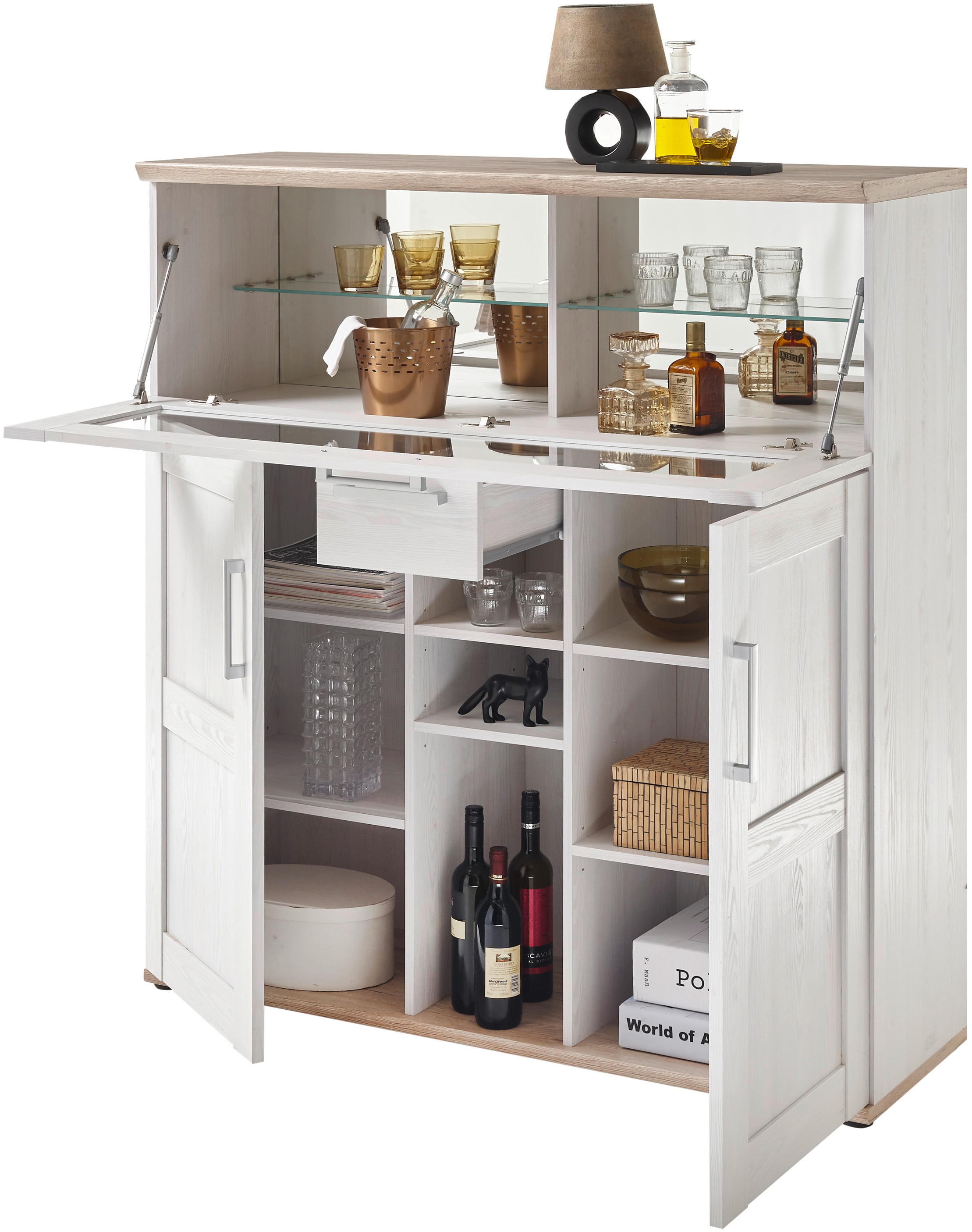 HBZ Barschrank »Romance«, (1 St.), im Landhausstil, Highboard mit Bar