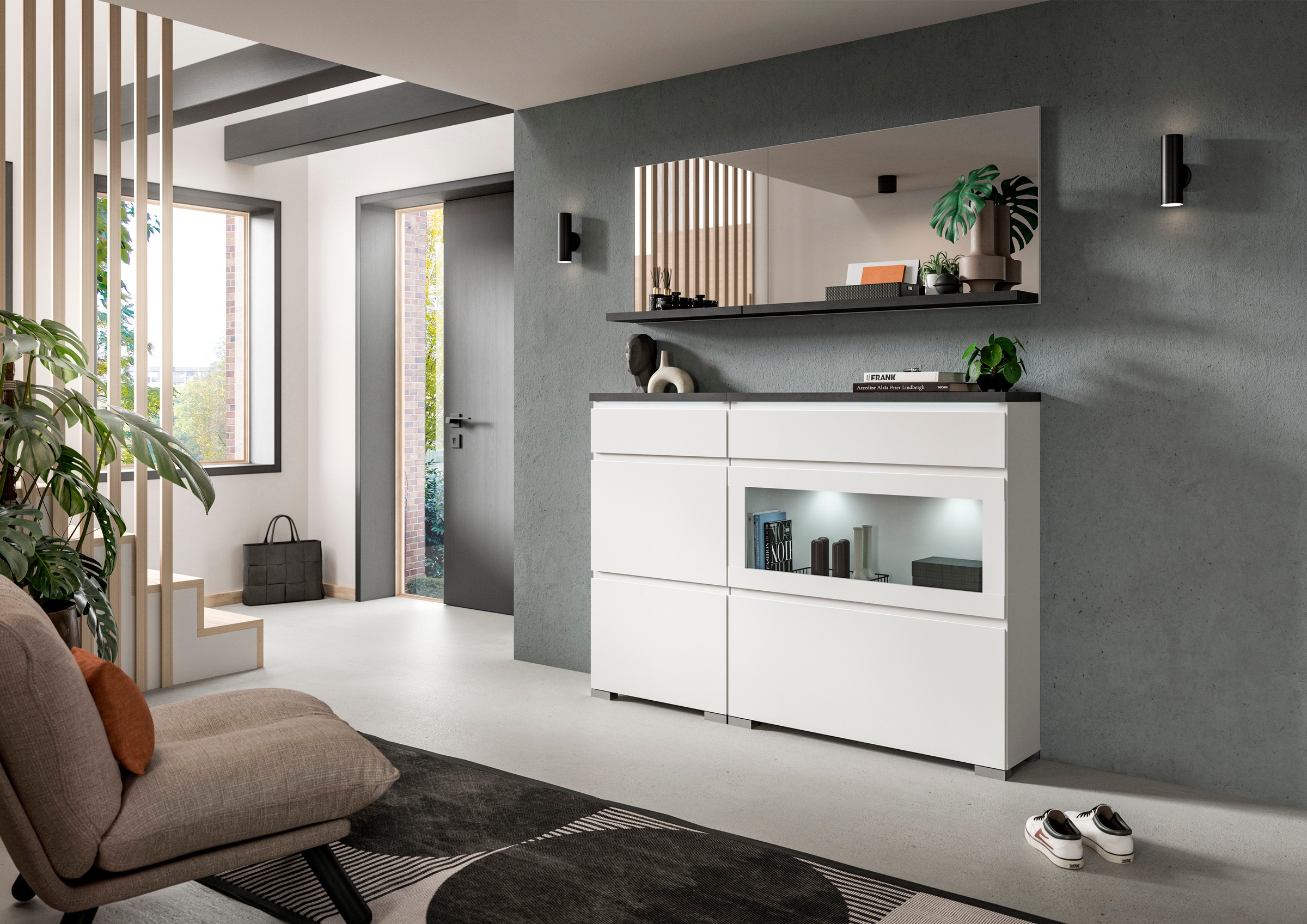 Thumbnail - Home affaire Schuhschrank "Skoskap, Tiefe 27cm, 2 Klappen, 1 Schubkasten, Platz für 8 Schuhpaare" Schuhkipper, Schuhkomm...