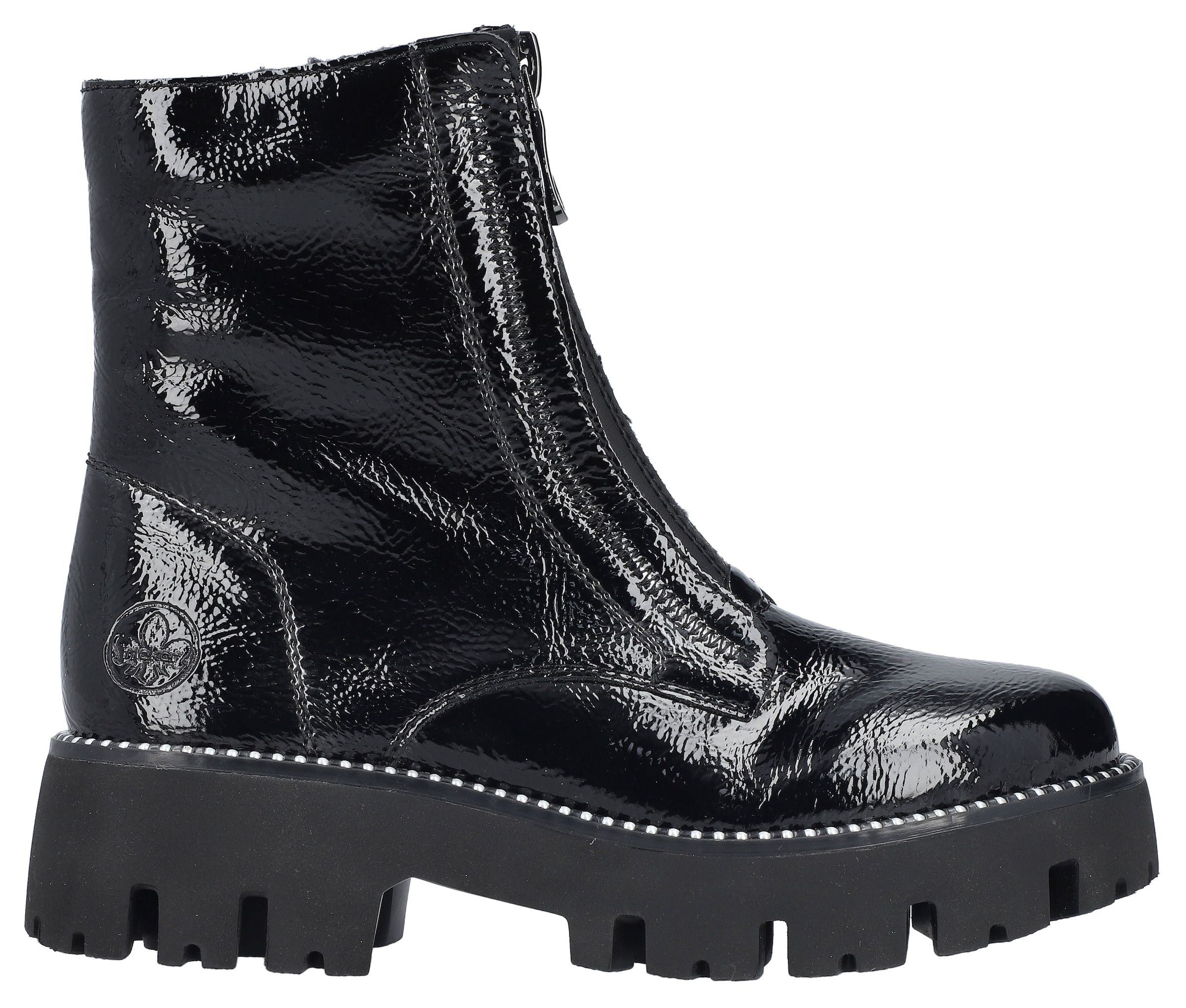 Rieker Winterstiefelette, Boots, Front Reißverschluss, Profilsohle, Nieten besetzter Rahmen