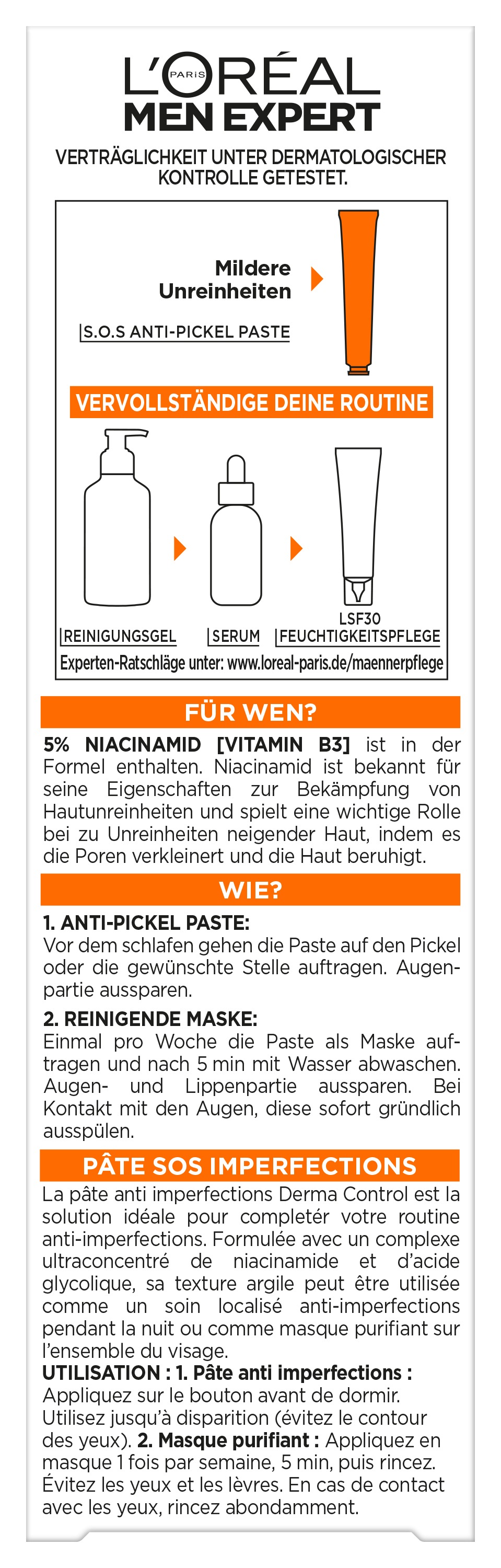 L'ORÉAL PARIS MEN EXPERT Pflegestift »L'Oréal Men Expert Derma Control S.O.S. 2in1 Anti-Pickel Paste«