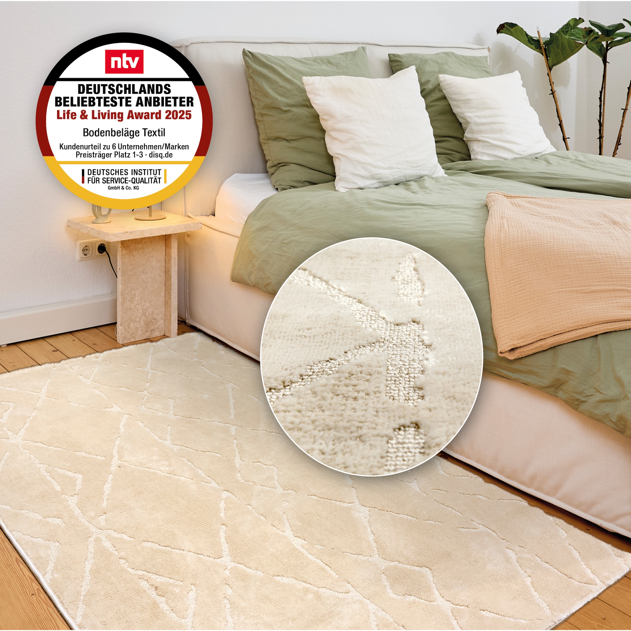 ASTRA Teppich »Lou 252«, rechteckig, 10 mm Höhe, Hoch Tief Struktur, Kurzflor, Wohnzimmer, Schlafzimmer