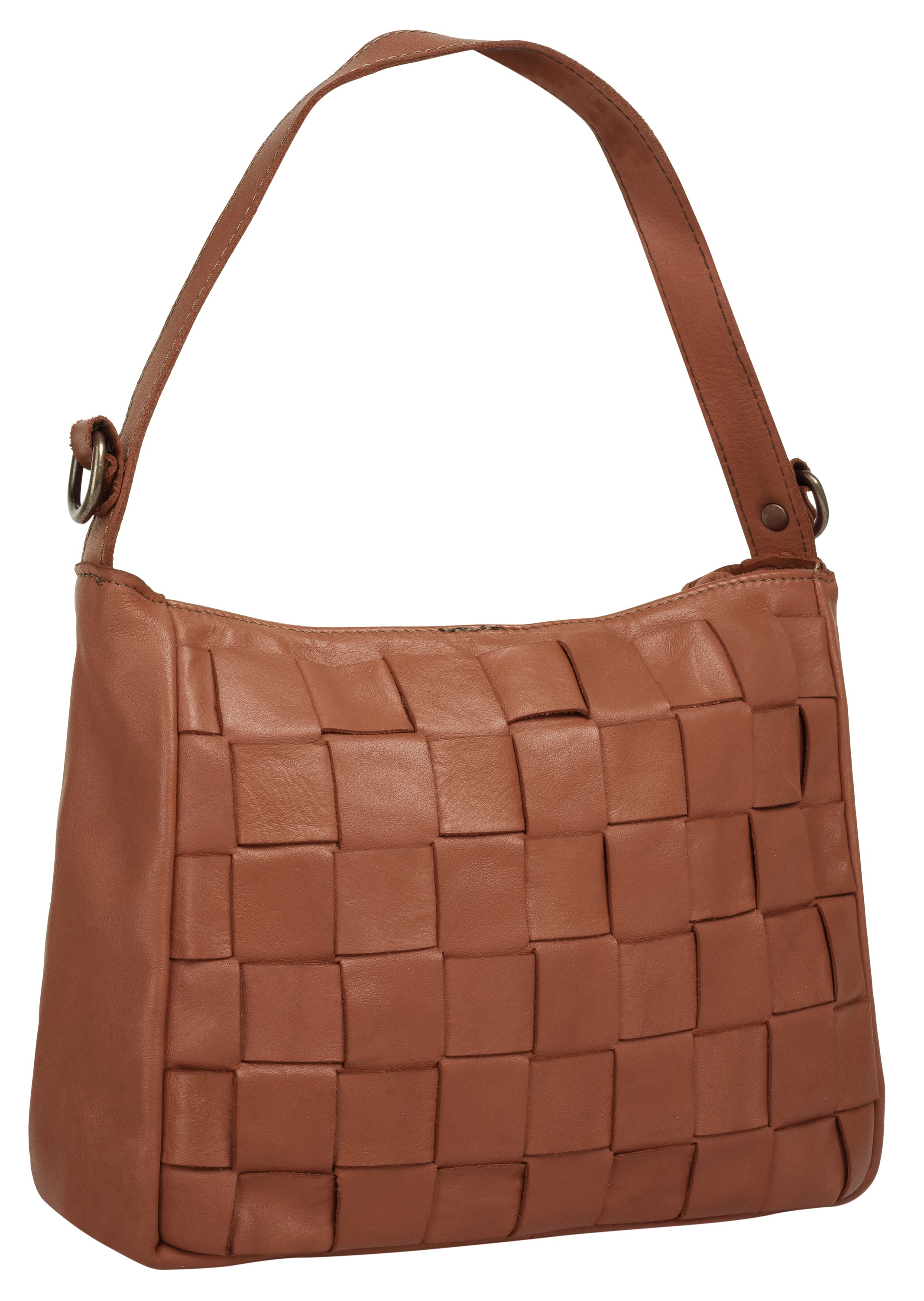 Umhängetasche SAMANTHA LOOK, Damen, Gr. B/H/T: 28cm x 22cm x 11cm onesize, braun (cognac), Leder, Taschen Umhängetasche, echt Leder, Made in Italy 2
