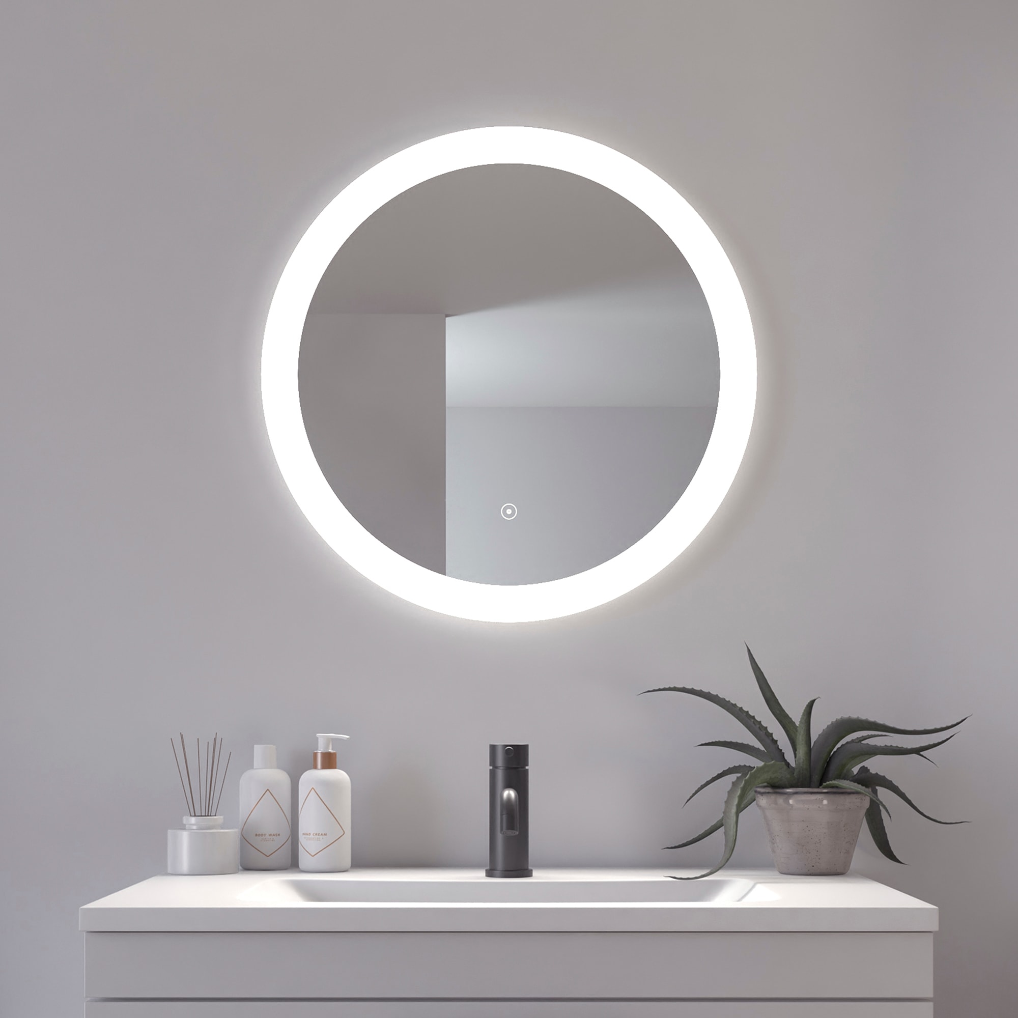Loevschall Badspiegel "Vega Rund, Badzimmerspiegel mit LED Beleuchtung, Lic günstig online kaufen