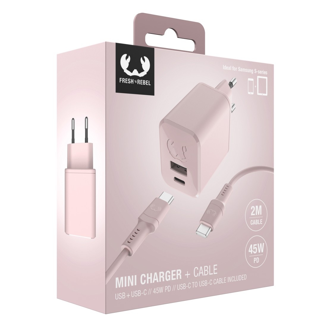 Fresh´n Rebel Schnelllade-Gerät »Mini-Charger USB-C- und USB-A, PD 45W, USB-C-Kabel 2m«, (2 St.)