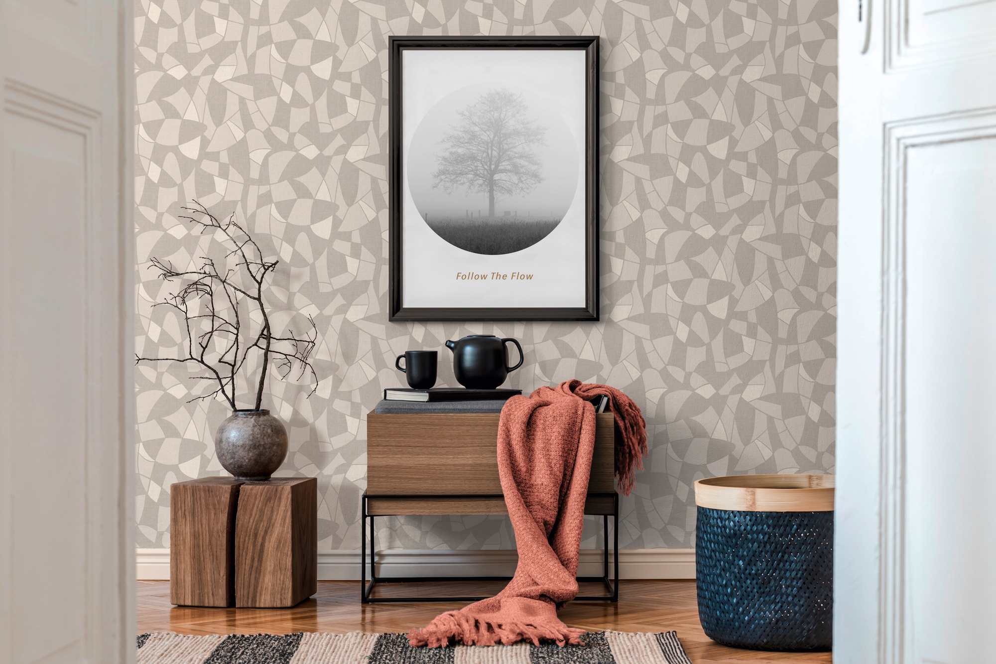 A.S. Création Vliestapete »Antigua Tapete mit Formen«, matt-gemustert-neutral, Grafiktapete Retrotapete Tapeten Wohnzimmer Schlafzimmer Küche Design