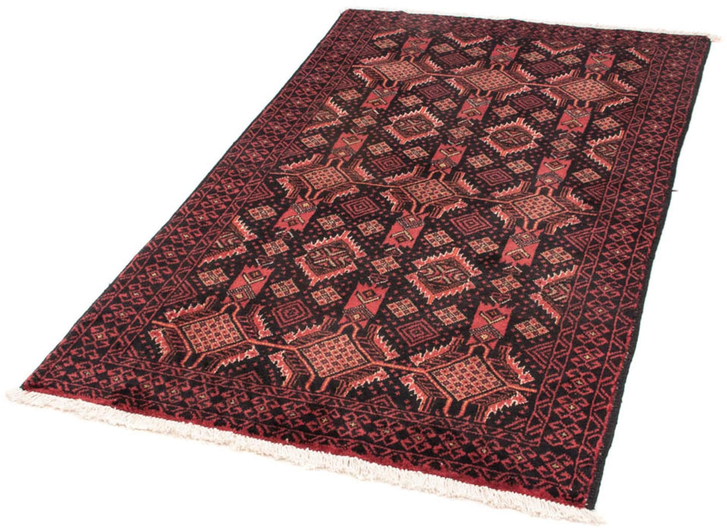 morgenland Hochflor-Läufer "Belutsch Durchgemustert Rosso chiaro 176 x 101 cm", rechteckig, 8 mm Höhe, Handgeknüpft