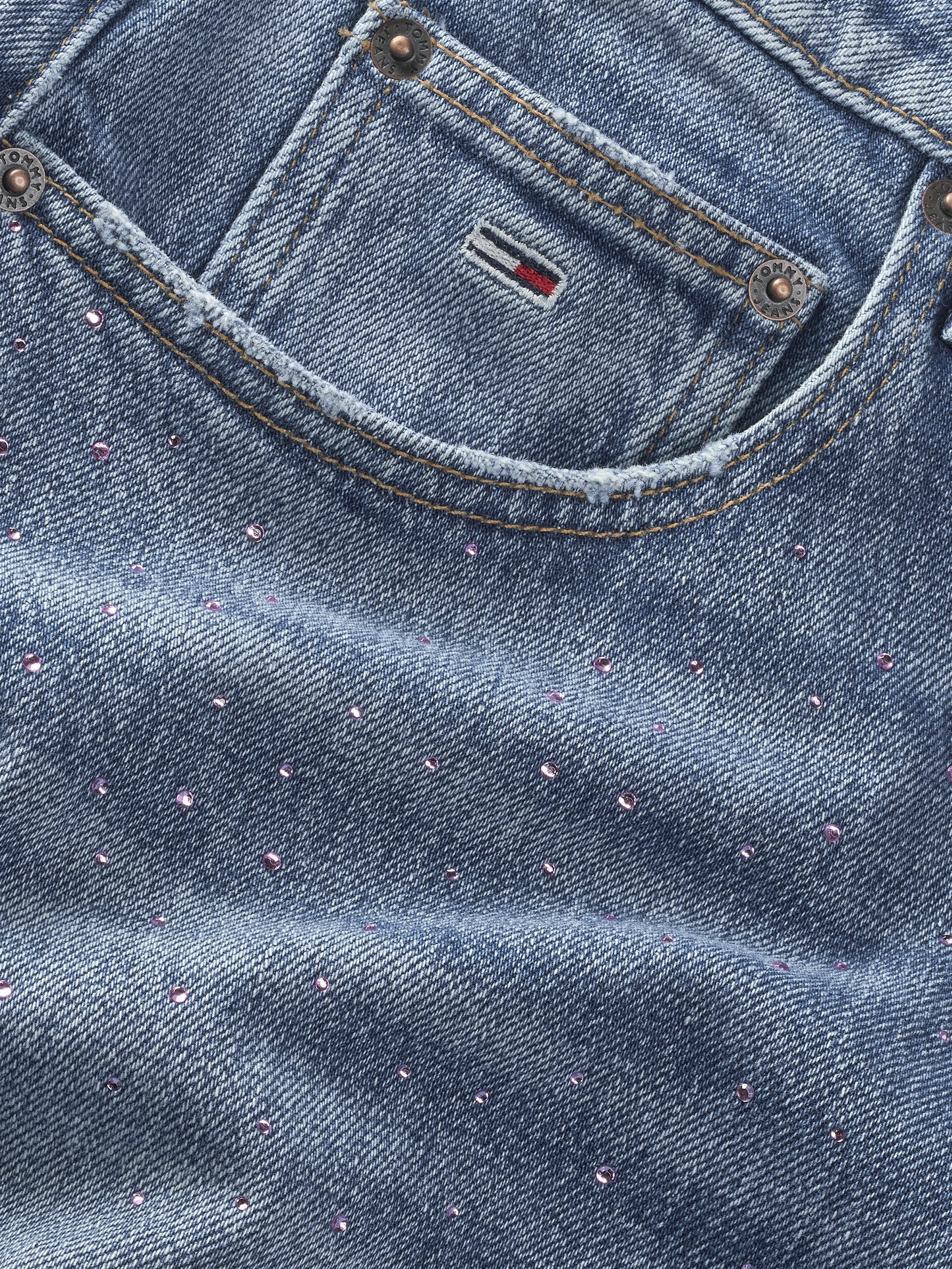 Tommy Jeans Straight-Jeans »Mia Mid Rise Relaxed Straight«, mit Strass-Steinen