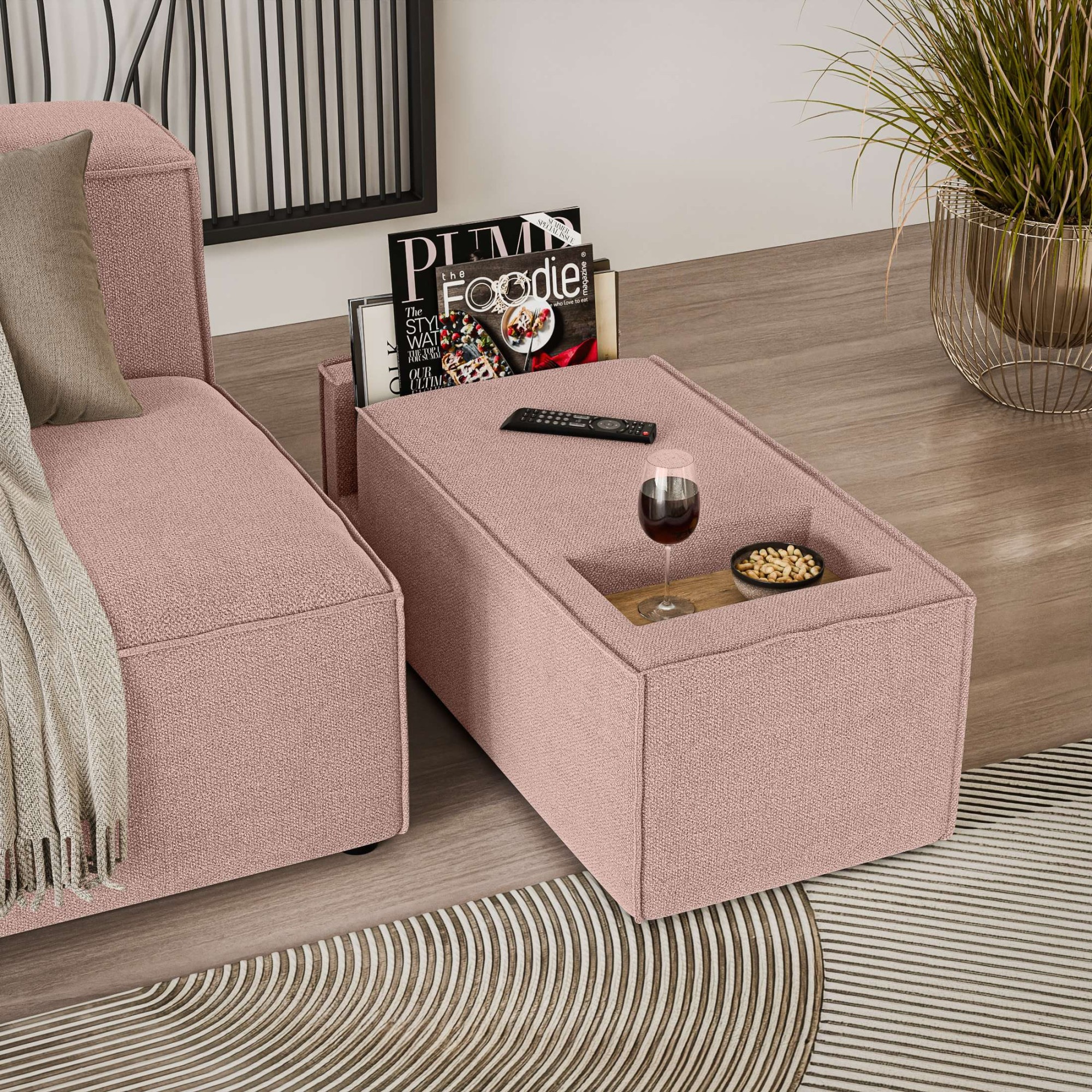 INOSIGN Sofaelement »HAILY Tisch für das Modulsofa, Maße B/T/H: 45/100/37 cm«, als Modul oder separat verwendbar, mit Steckfach und Ablagefläche