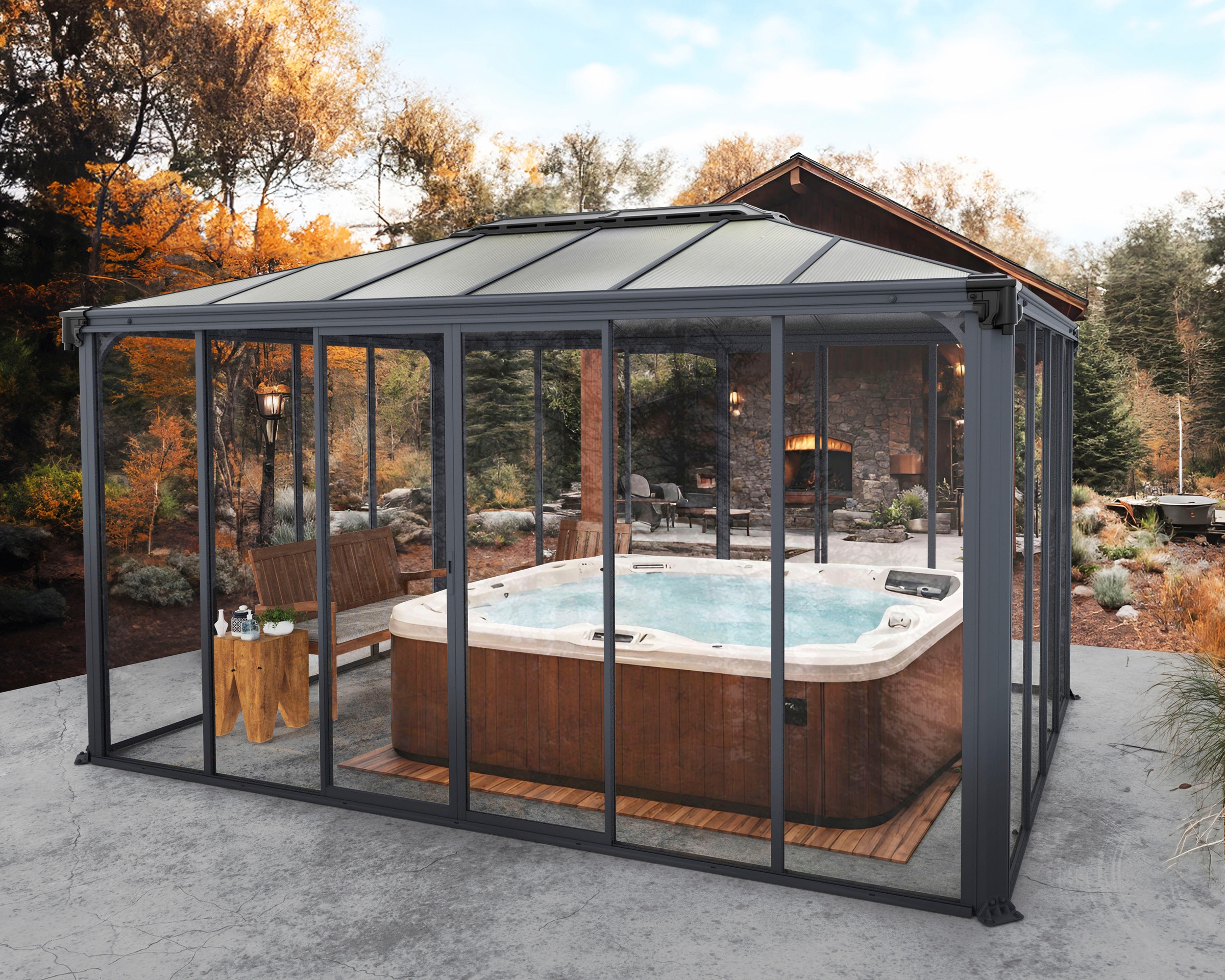 Palram - Canopia  Ledro 3 x 4.3 geschlossener Pavillon Anthrazit Bronze günstig online kaufen