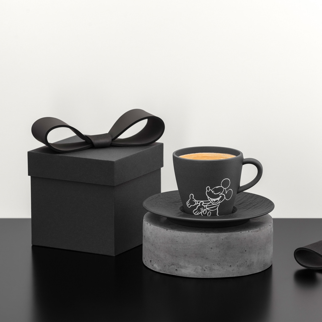 Villeroy & Boch Untertasse »Kaffee-Untertassen Manufacture Rock - Mickey Mouse ø 15,4 cm 6er Set schwarz« Spülmaschinenfest, Mikrowellensicher