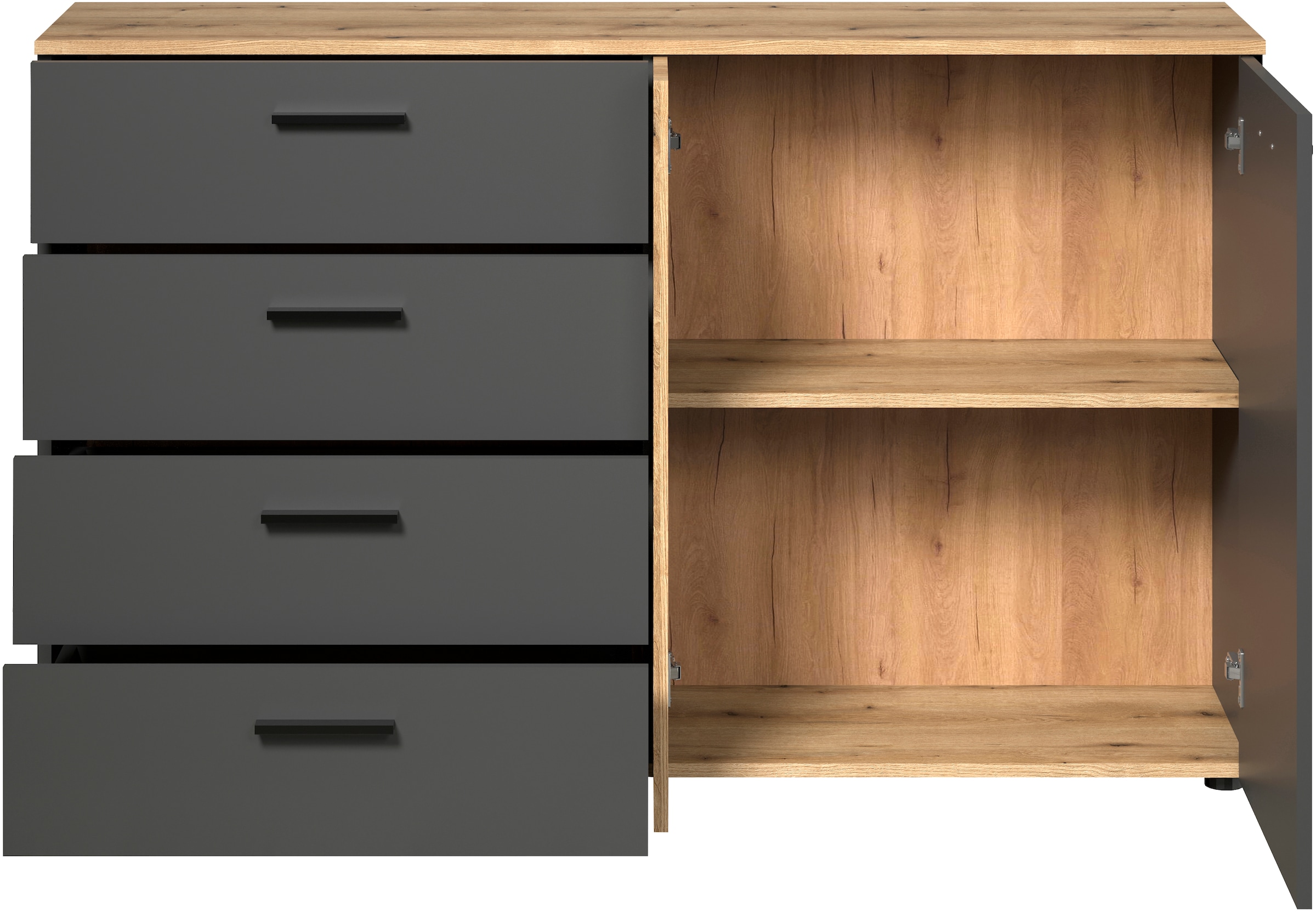 INOSIGN Kommode »Estepona«, (1 St.), Sideboard mit voll ausziehbaren Schubladen - (B/T/H) 139/38/86 cm