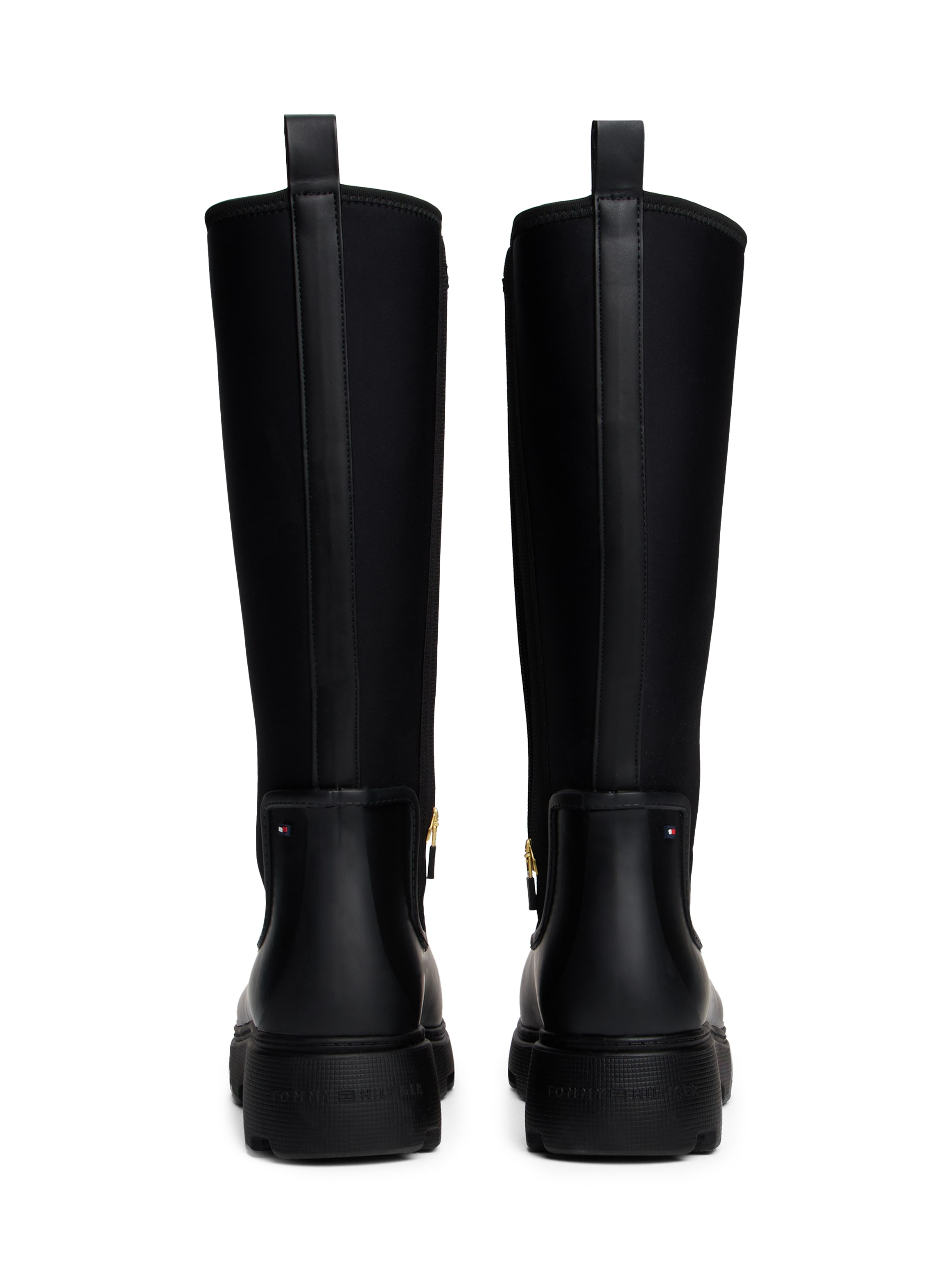 Tommy Hilfiger Gummistiefel »FLAG LONG RAINBOOT WARM LINING«, Blockabsatz, Langschaftstiefel mit elastischem Schaft
