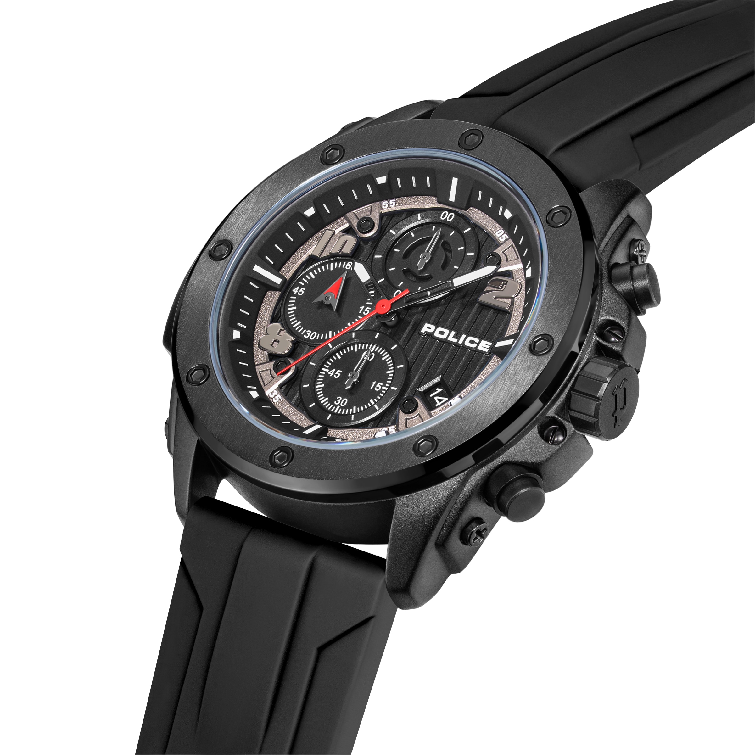 Police Chronograph »Clout Orb« Quarzuhr, Armbanduhr, Herrenuhr, Silikonarmband, analog, Tag