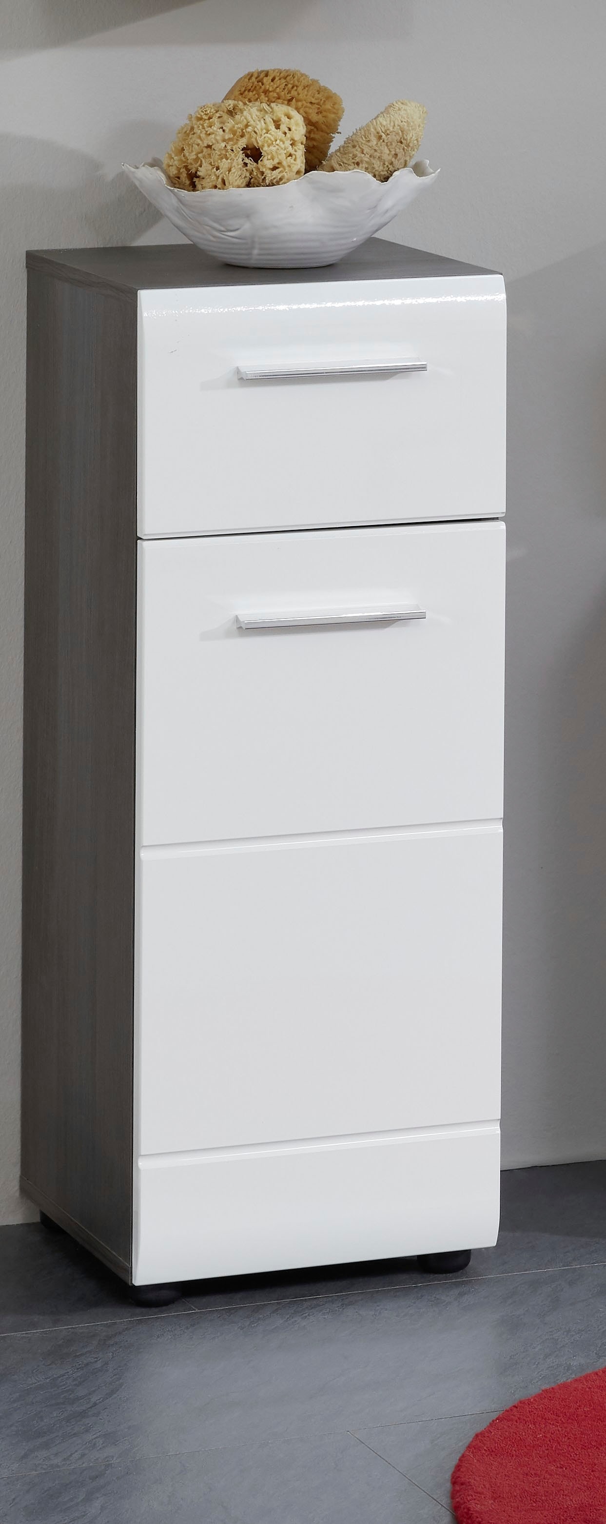 welltime Unterschrank "Sovana" Badkommode mit Hochglanzfront und 1 Schublade - (B/T/H) 30/31/80 cm