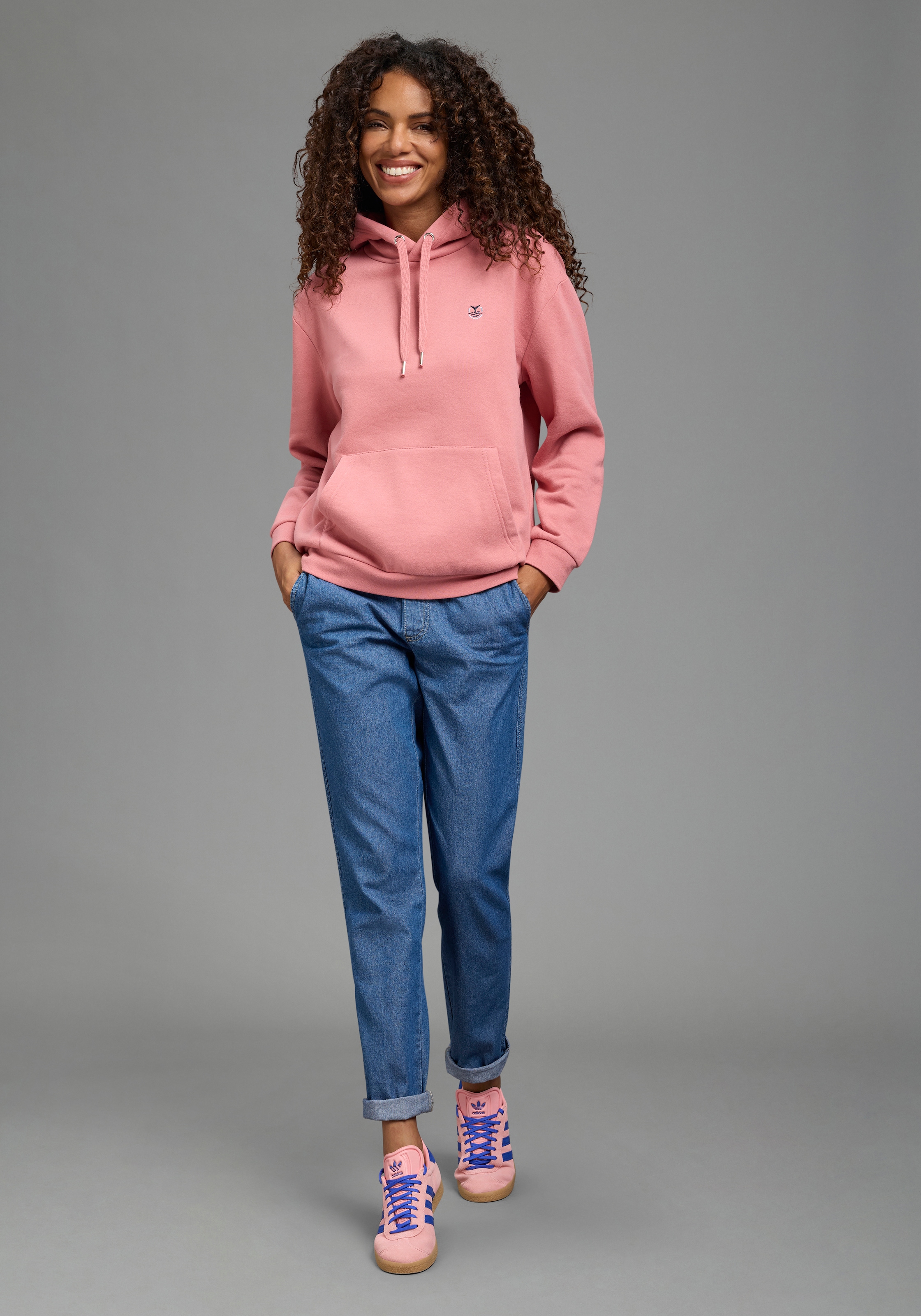 DELMAO Kapuzensweatshirt , Weiche Baumwollmischung mit Kängurutasche & Kapuze
