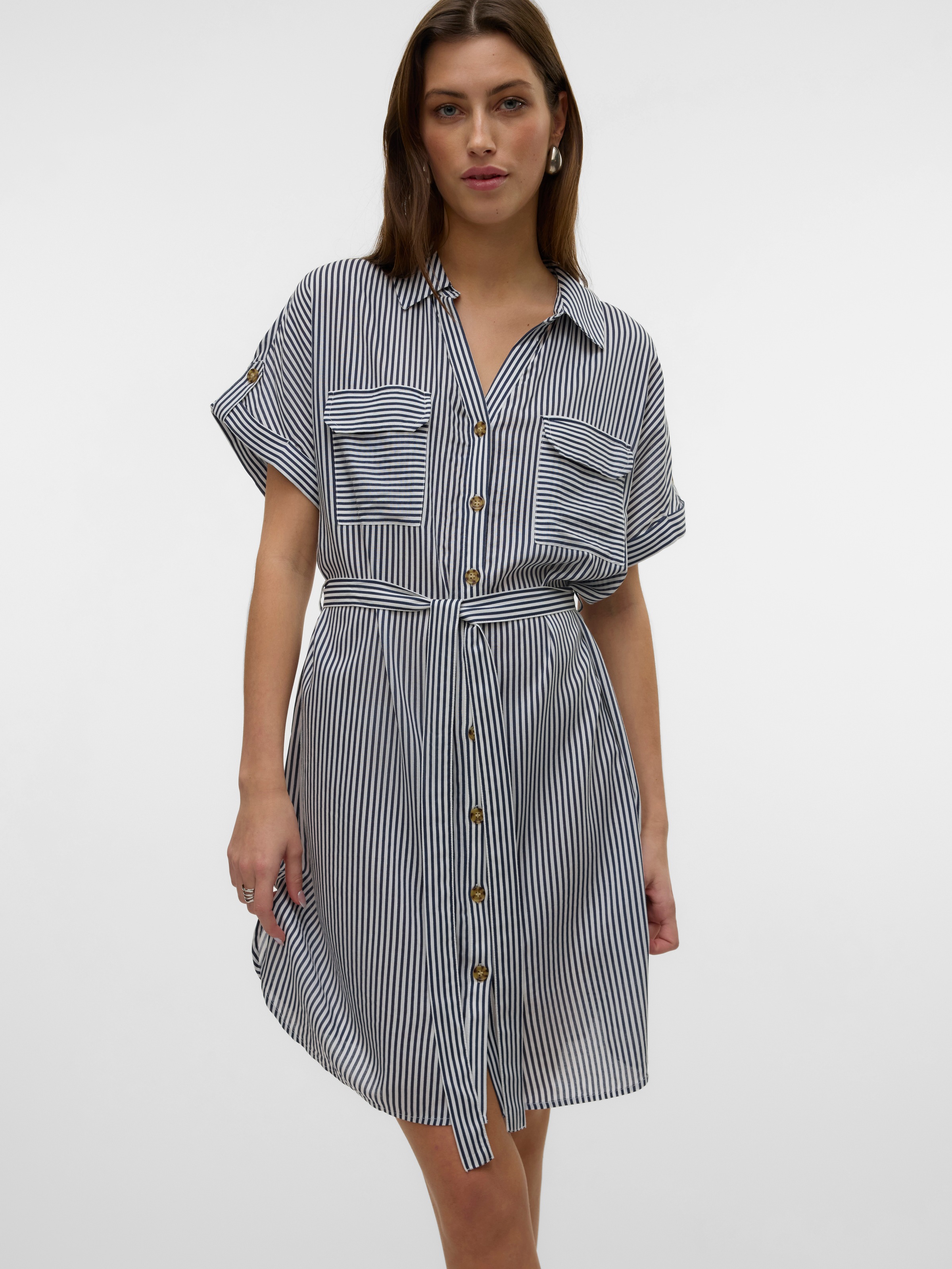 Vero Moda Hemdblusenkleid "VMBUMPY SS SHORT SHIRT DRESS WVN GA NOOS" Brustt günstig online kaufen