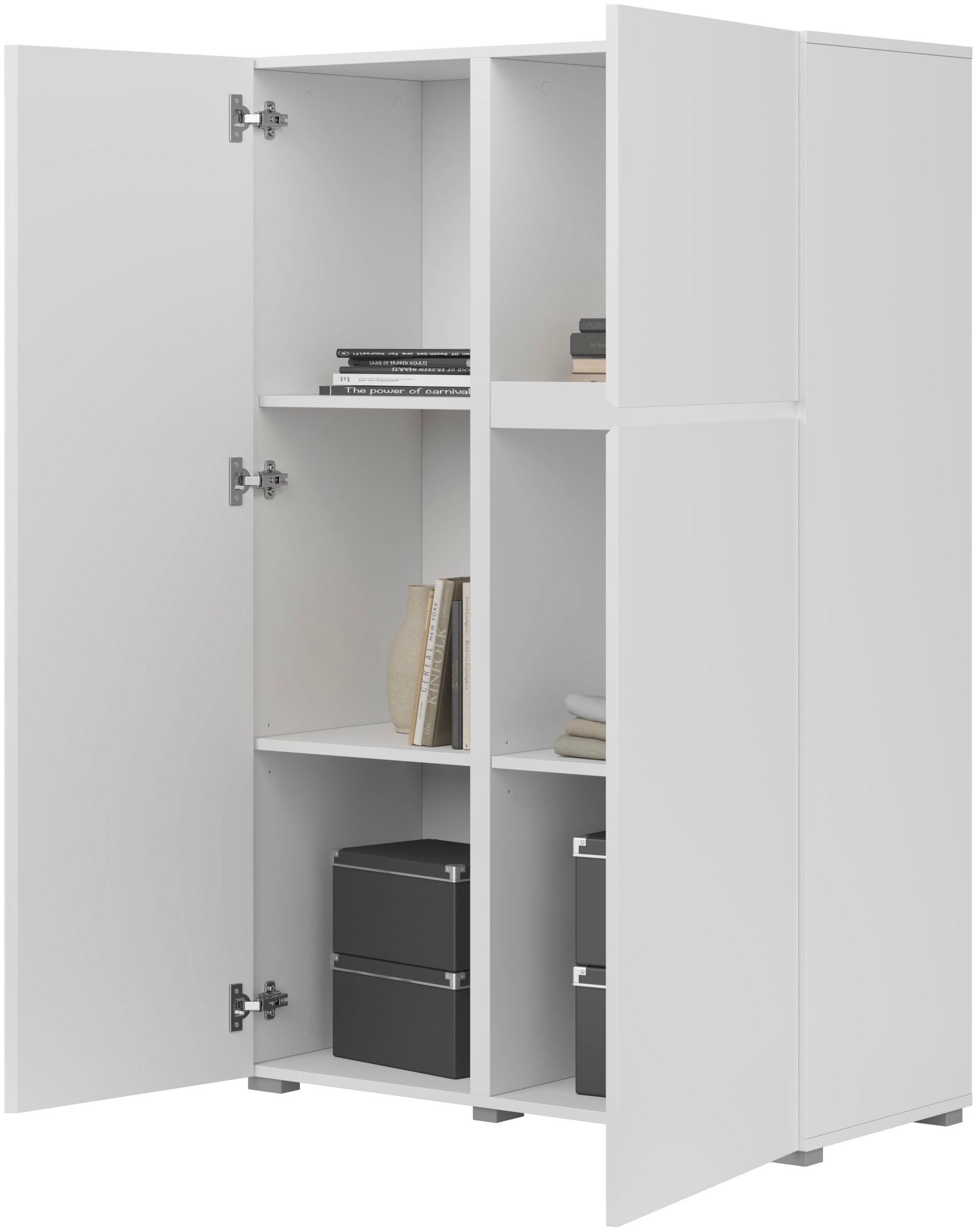 INOSIGN Highboard »Asymetric, Breite 92 cm, moderne grifflose Hochkommode mit 3 Türen«, Hochschrank mit viel Stauraum, Einlegeböden verstellbar, Türkommode