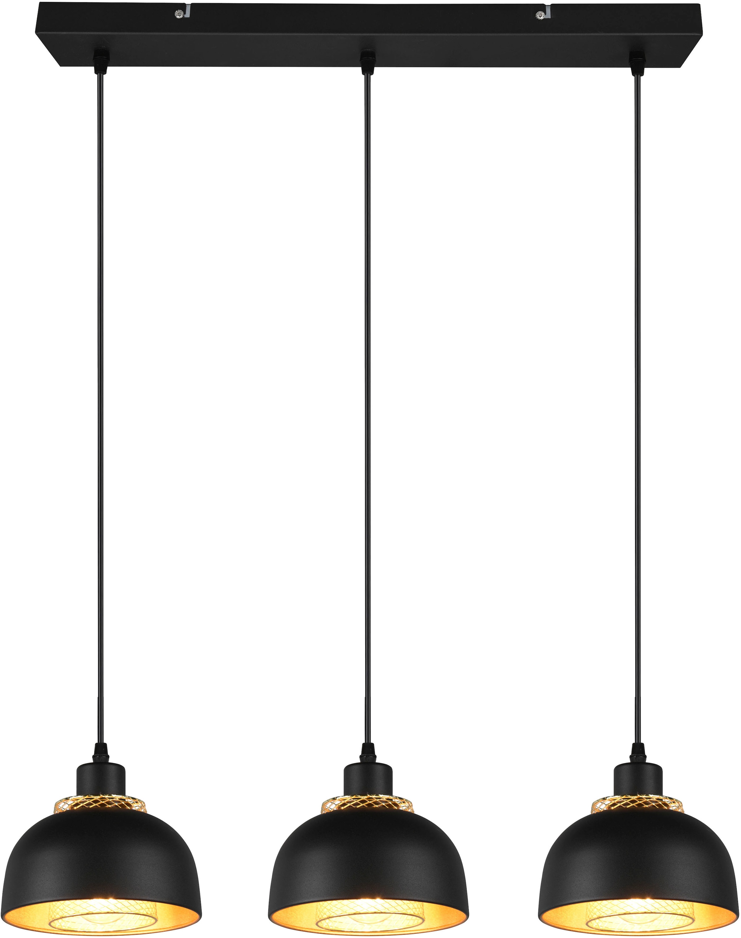 TRIO mit exkl Doppelschirm 3-flg, Leuchten Pendelleuchte BAUR »Punch«, schwarz-gold 3xE27 3 flammig-flammig, | Industrie-Look max 40W