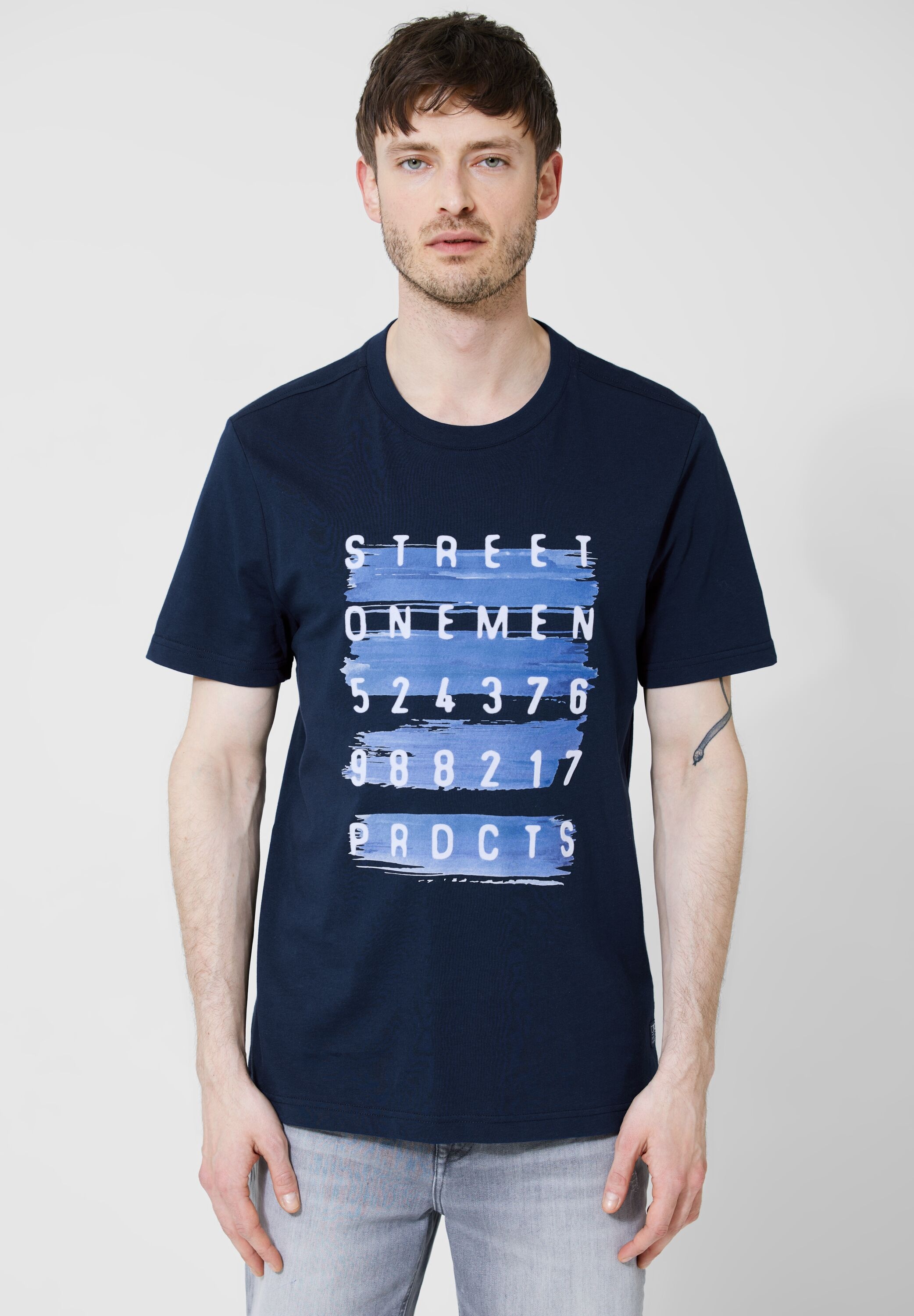 STREET ONE MEN Rundhalsshirt, mit Wordingprint