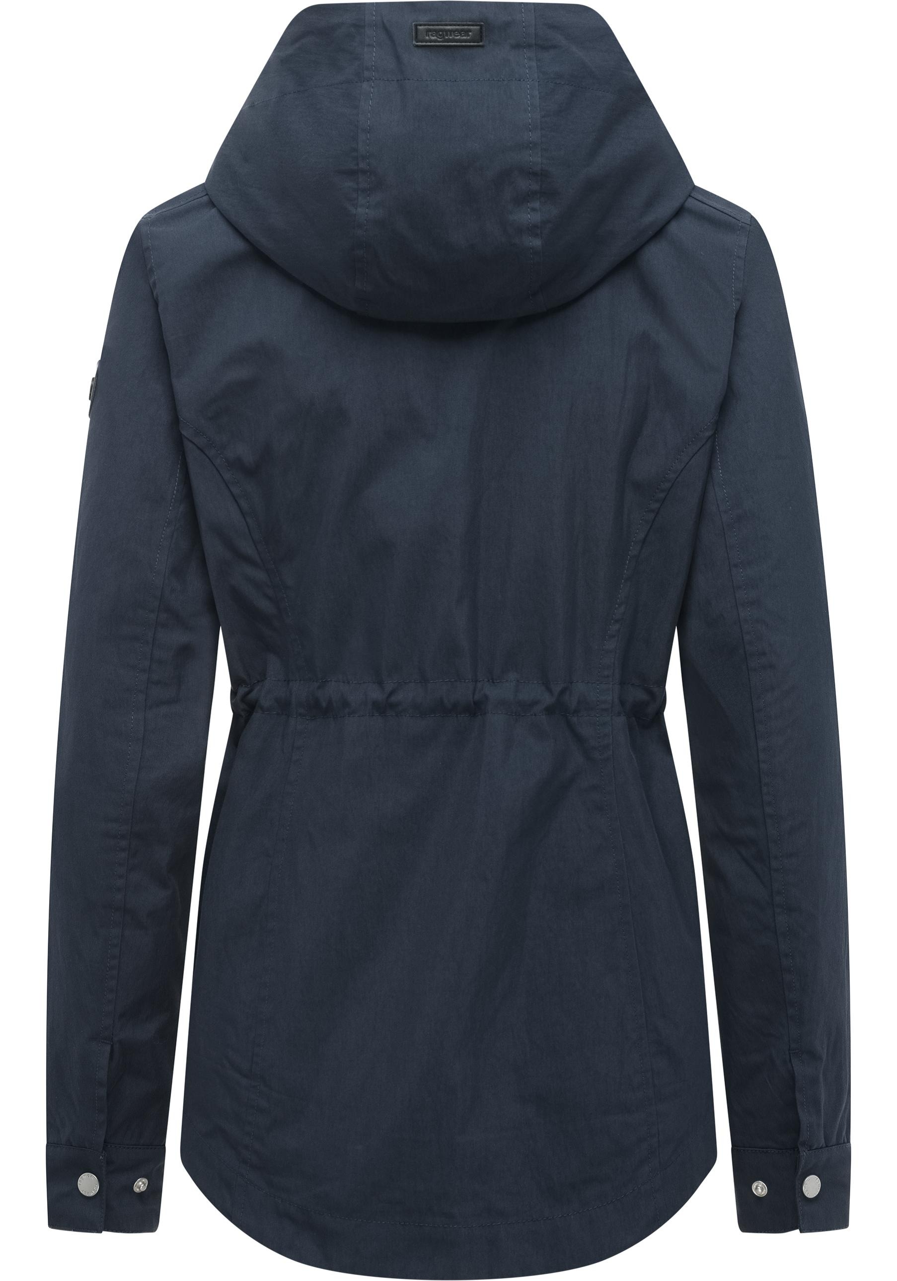 Parka RAGWEAR "Dankira", Damen, Gr. XL (42), navy, Obermaterial: 68% Baumwolle, 32% Nylon; Innenfutter: 100% Polyester, figurumspielend hüftbedeckend, hoch geschlossener Ausschnitt, Ärmel mit Ärmelschlitz abgesteppte Kante mit Druckknopf,verstellbar, Jack 2