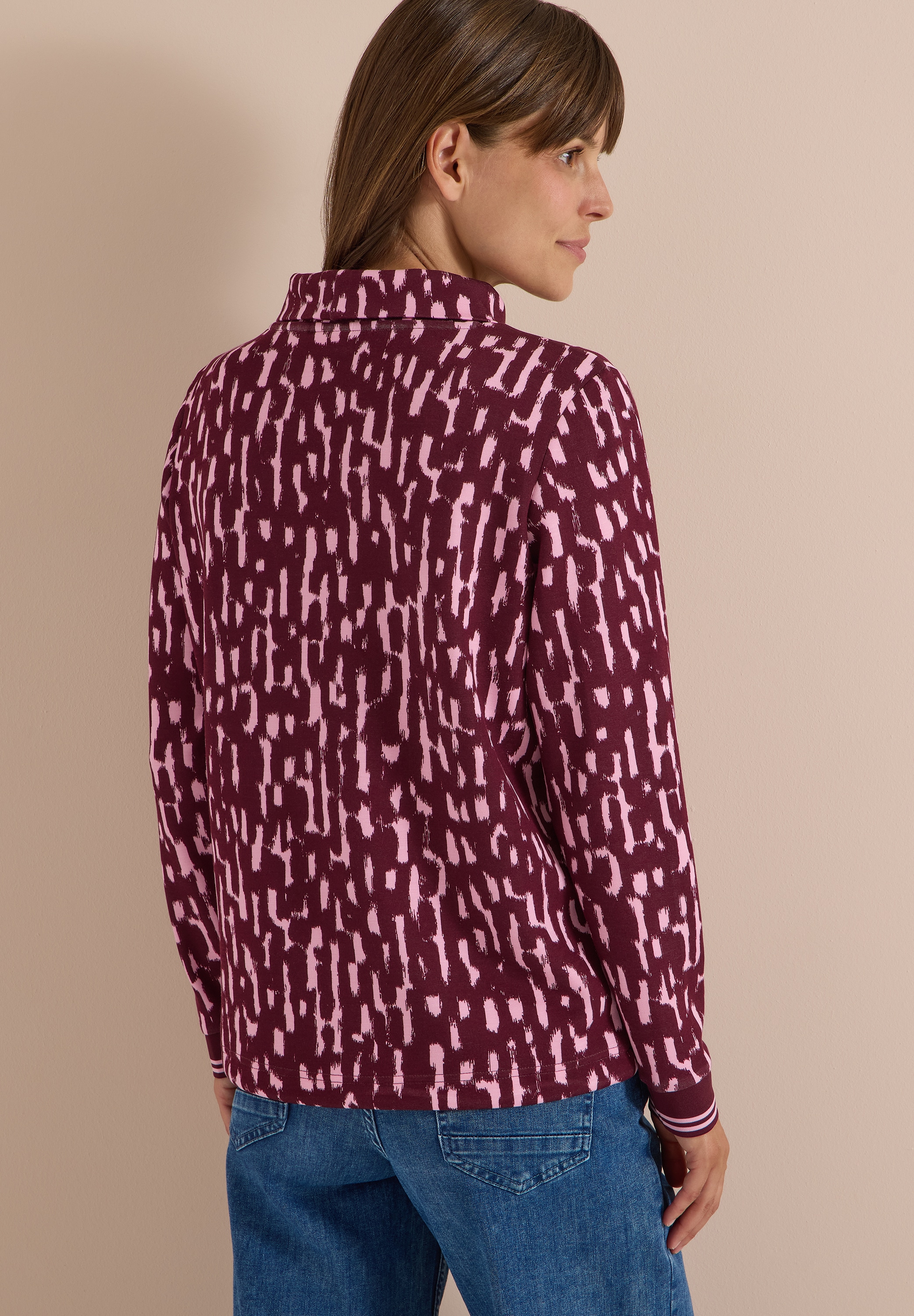 Cecil Langarmshirt mit Stehkragen und Print / Grafischem Muster