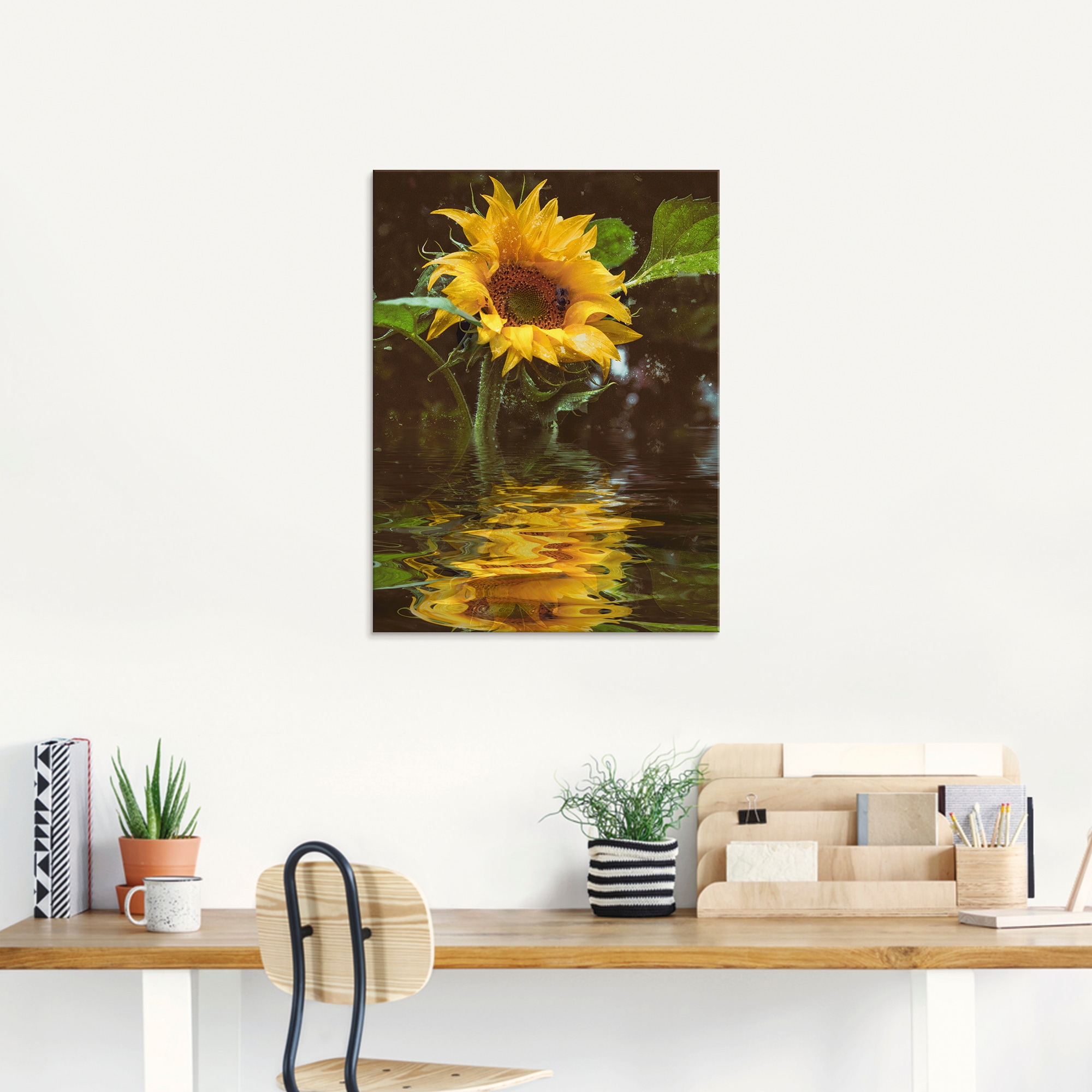 Artland Glasbild "Sonnenblume mit Wasserspiegelung", Blumen, (1 St.), in ve günstig online kaufen