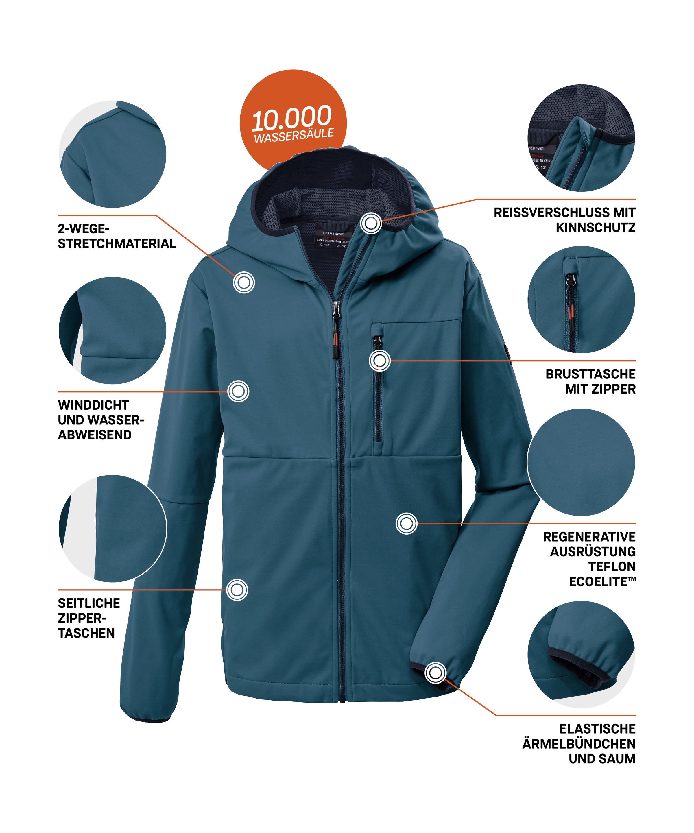 Killtec Softshelljacke »KOS 124 BYS SFTSHLL JCKT« Wind- und wasserabweisende Softshelljacke mit 10.000 mm Wassersäule