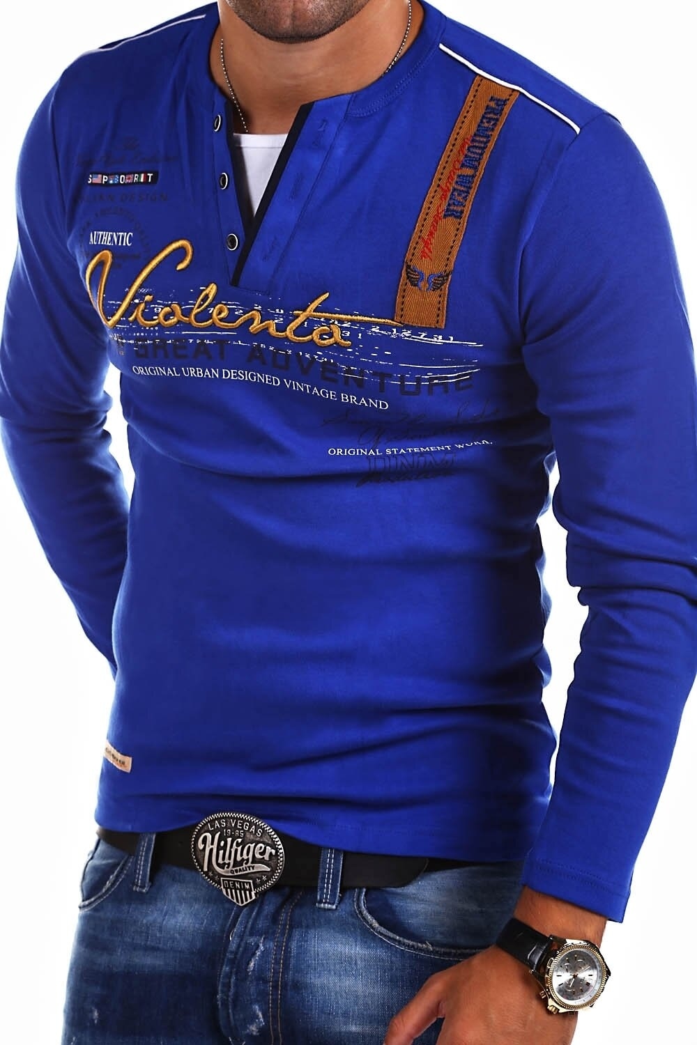 behype Langarmshirt "ADVENTURE", mit modischer Stickerei günstig online kaufen