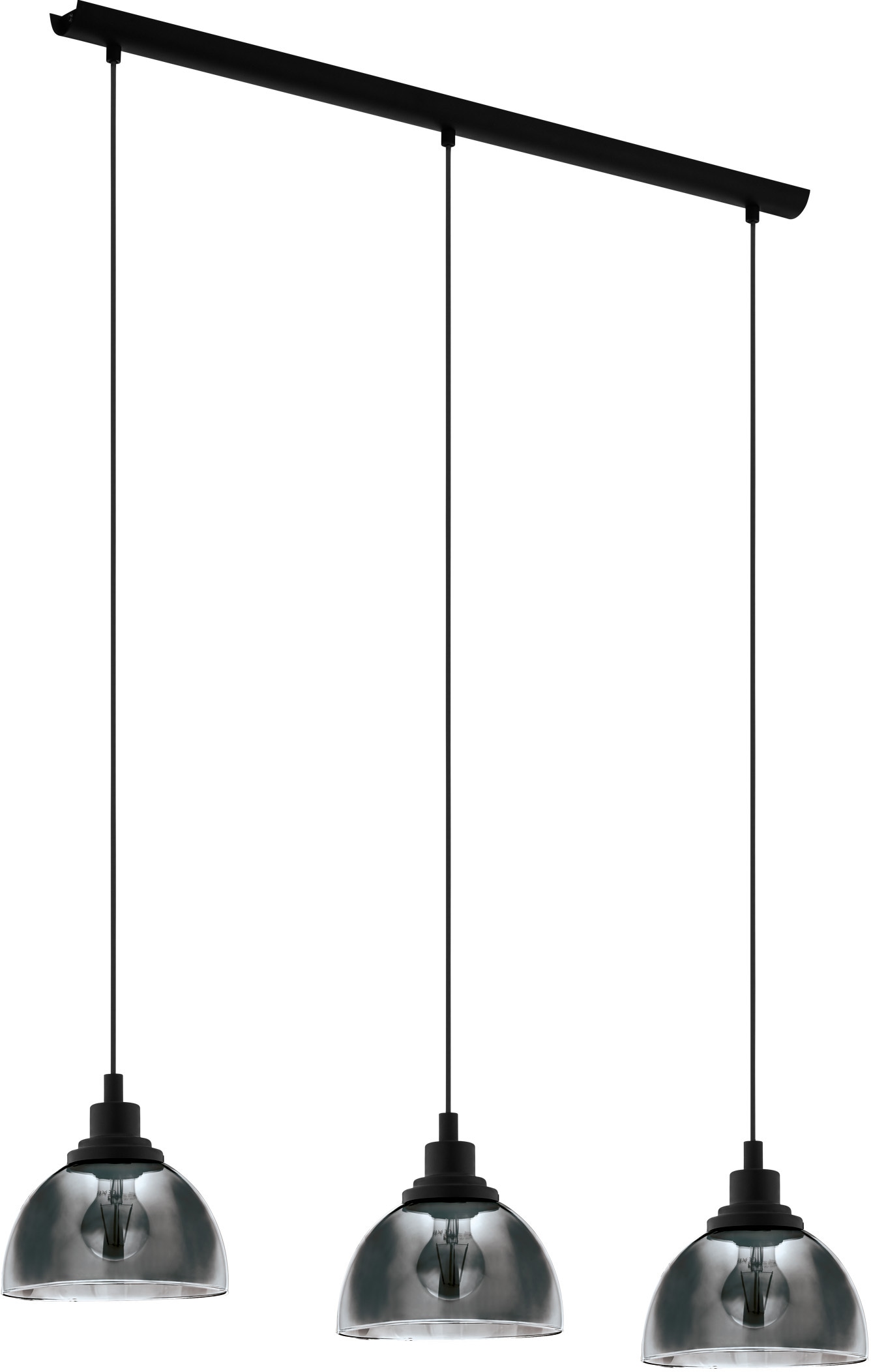 EGLO Hängeleuchte »BELESER«, 3 flammig, Leuchtmittel E27 | Leuchtmittel wechselbar-ohne Leuchtmittel, schwarz / L90,5 x H110 x B20,5 cm / aus Stahl - Pendellampe
