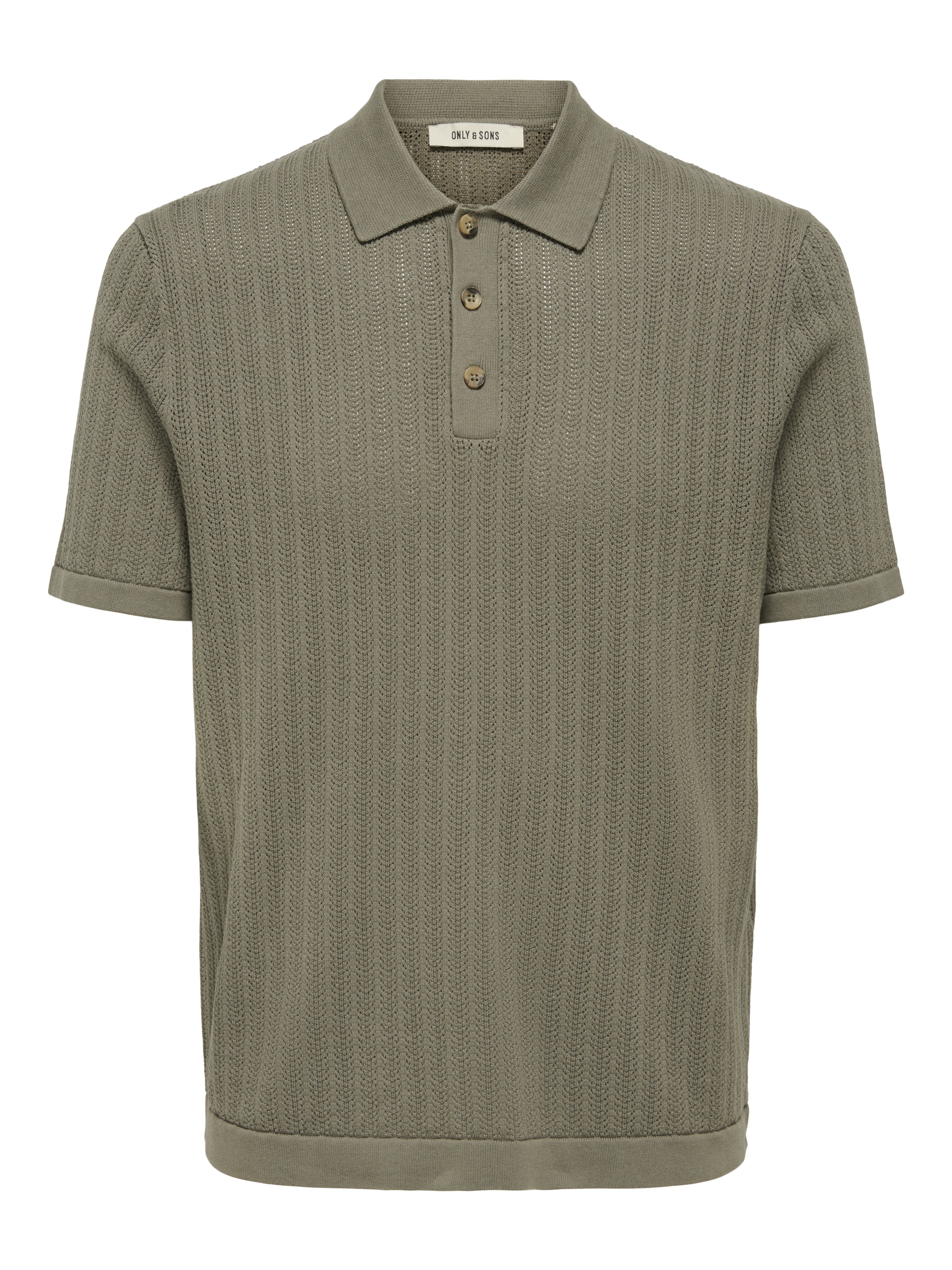 Polokragenpullover ONLY & SONS "ONSMOON REG 12 SS POLO KNIT NOOS", Herren, Gr. L, bungee cord, Strick, Obermaterial: 80% Baumwolle, 20% Nylon, unifarben, regular fit normal, ohne Ausschnitt, Pullover