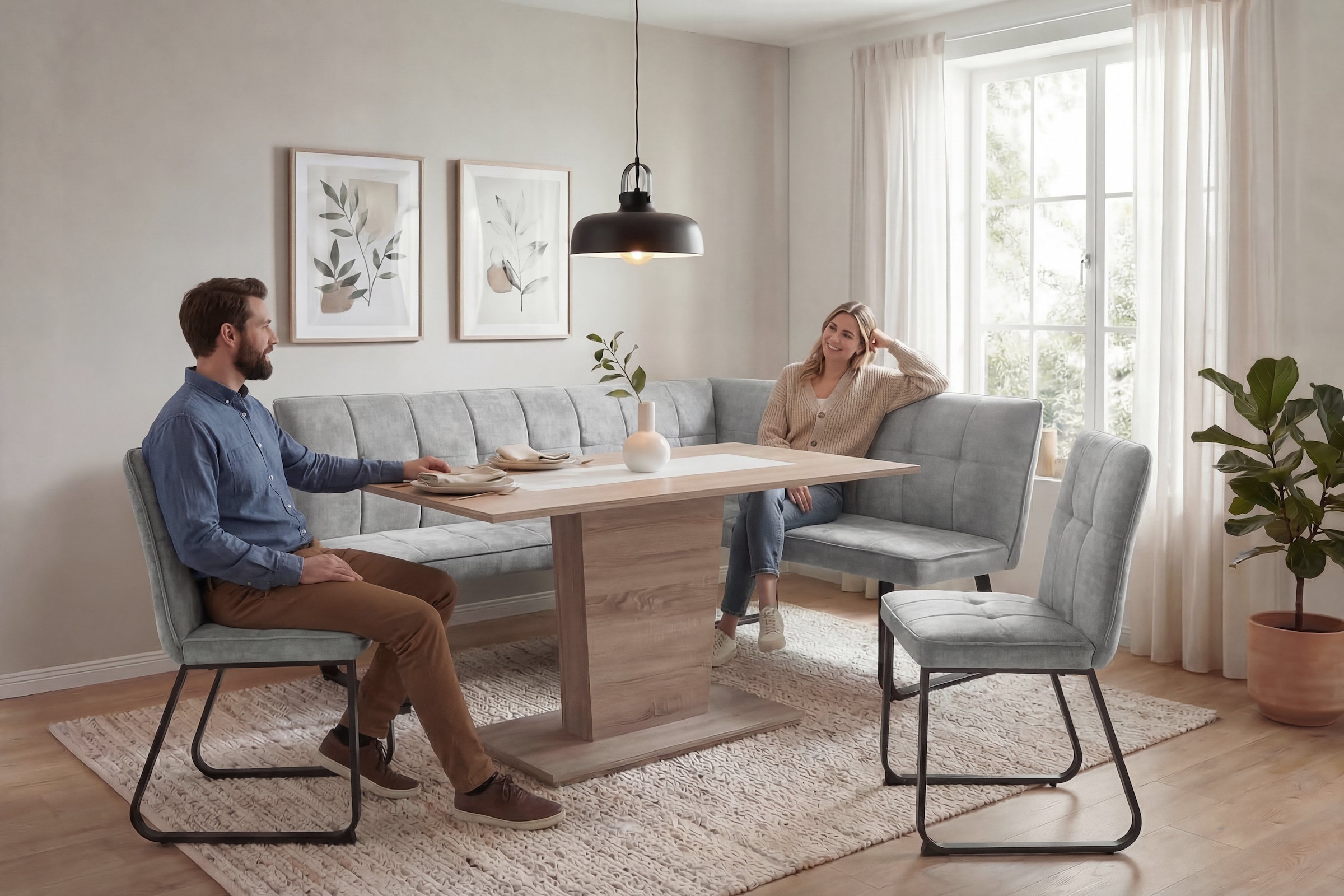 byLIVING Esstisch »VIENNA« Sonoma Eiche (Eiche-Optik), bis 100 kg, Säule (V-förmig), 6 Sitzplätze