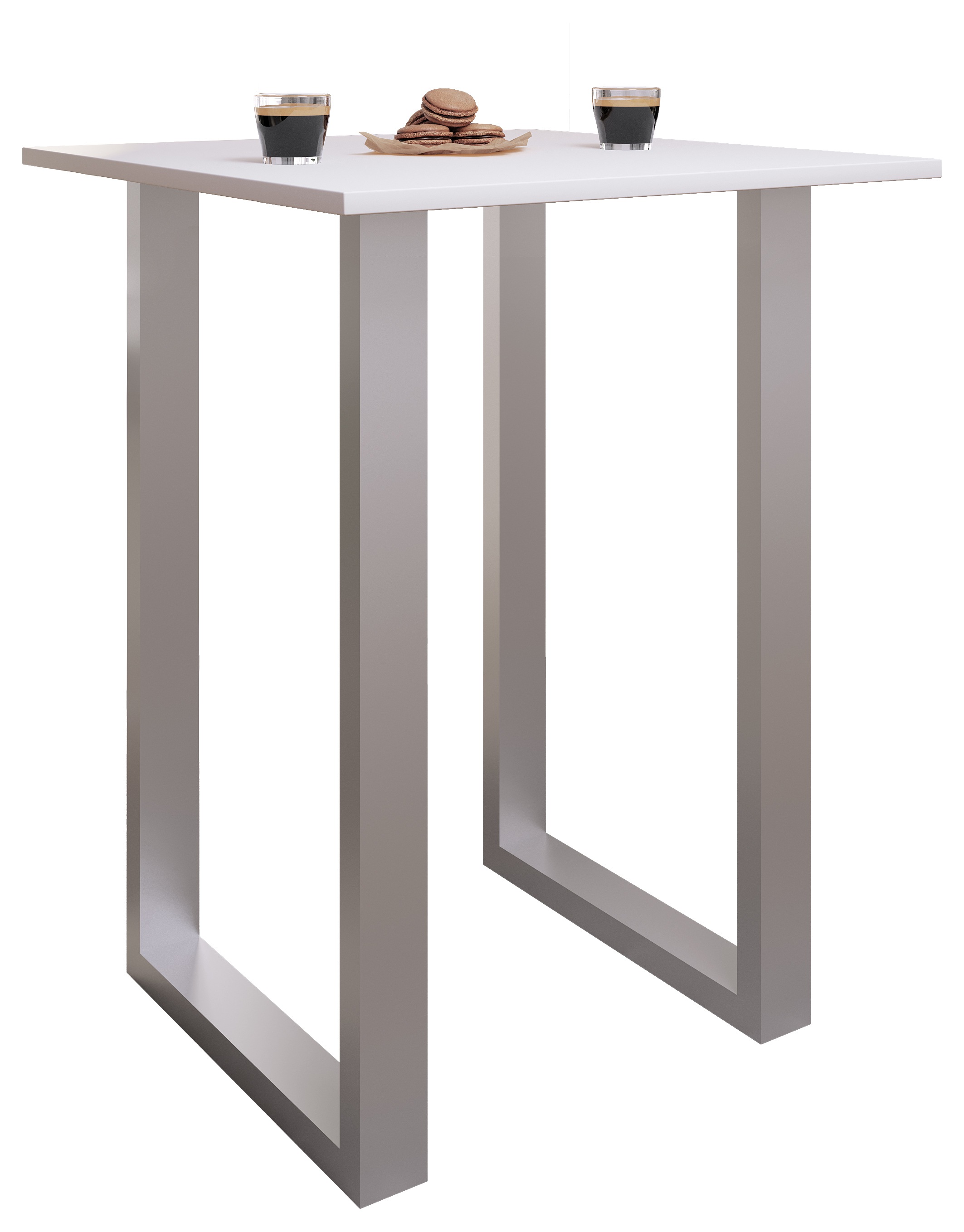 Bartisch VCM "Holz Bartisch Stehtisch Tisch Tresen Xona 80x50", weiß (silber, weiß), B:80cm T:50cm, Tische, Bartisch