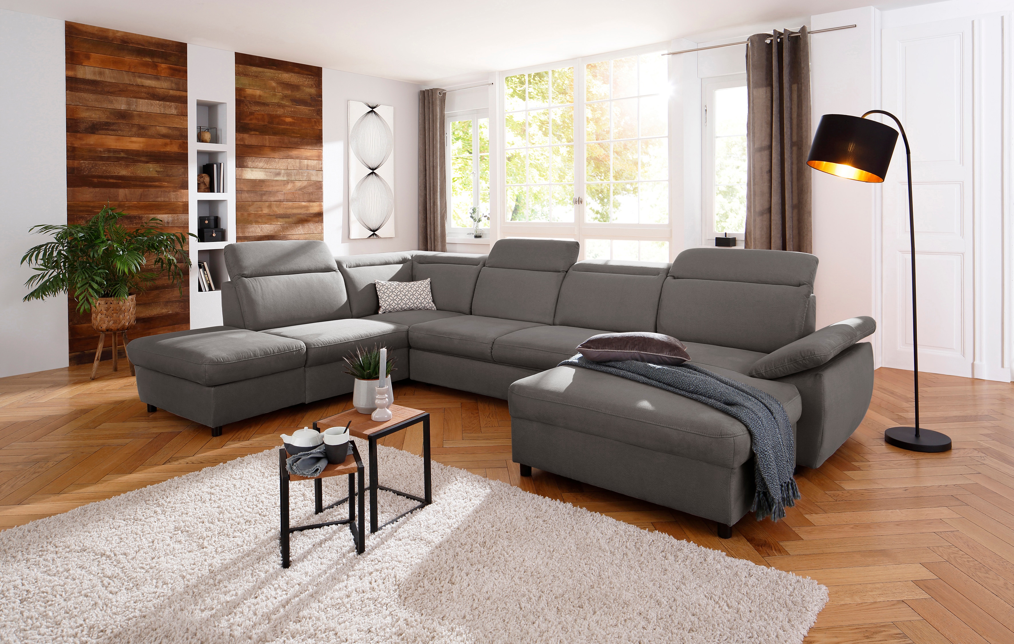 OTTO home Wohnlandschaft "Mauritius U-Form" mit Kopfteil- und Armlehnverstellung, wahlweise mit Schlaffunktion