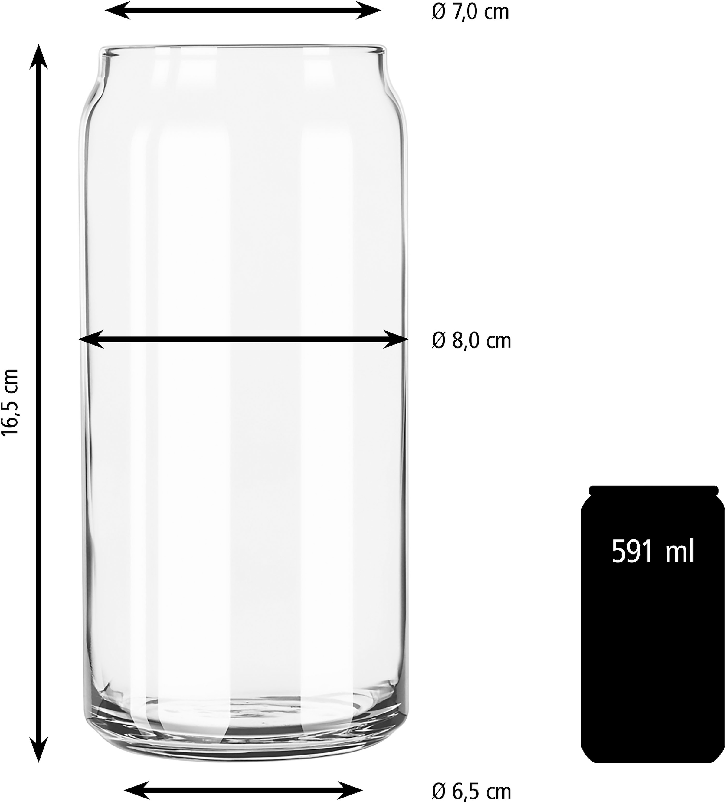 LIBBEY Gläser-Set »Libbey Trinkglas, 12er Set -GLASS CANS-«, (Set, 12 tlg.), 591 ml, hochwertig verarbeitet, im modernen Design
