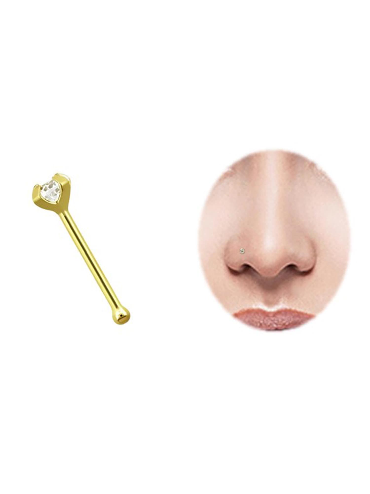 Adelia´s Nasenpiercing »Piercing  Piercing Nasenpiercing«, Nasenstecker - Nose Bone 14kt Gold mit Zirkonia + Stopper