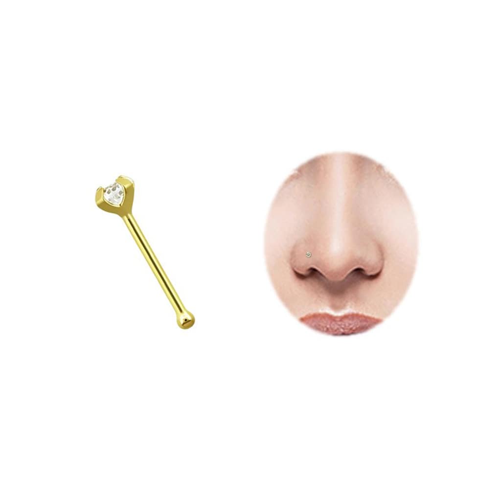 Adelia´s Nasenpiercing »Piercing  Piercing Nasenpiercing«, Nasenstecker - Nose Bone 14kt Gold mit Zirkonia + Stopper