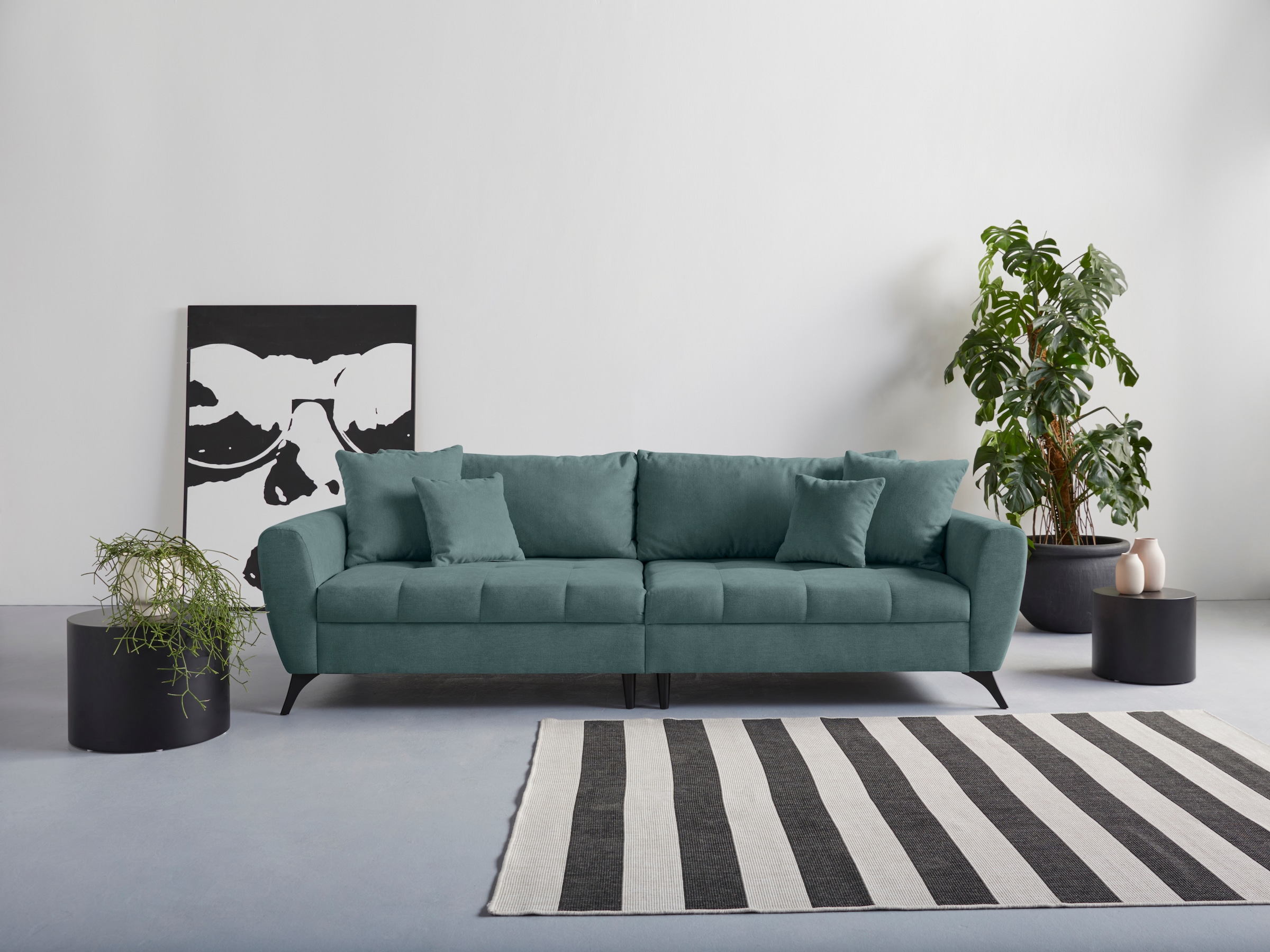 INOSIGN Big-Sofa "Lörby", auch mit Aqua clean-Bezug, feine Steppung im Sitzbereich, lose Kissen