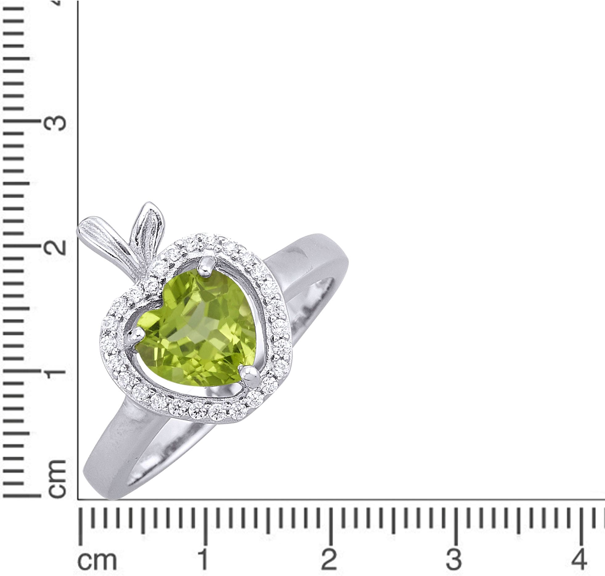 Firetti Fingerring »Schmuck Geschenk Silber 925 Damenring Ring Apfel Herz«, mit Peridot, Zirkonia (synth.)