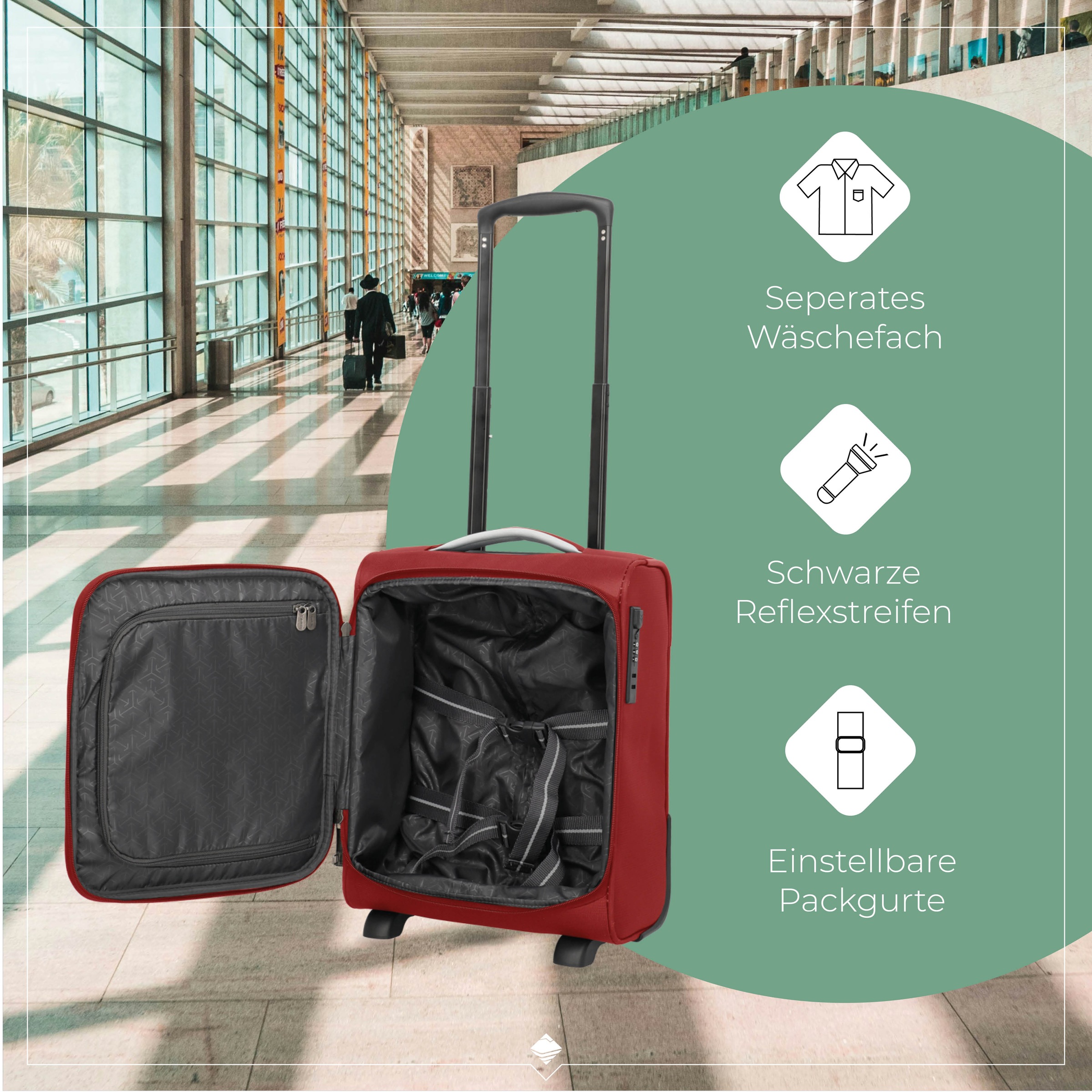 travelite Handgepäck-Trolley »JETPACK Easy 2 Cabin, konzipiert für EasyJet, Vueling & Wizz«, 4 Rollen, Weichgepäck-Koffer Handgepäck für die meisten gängigen Airlines