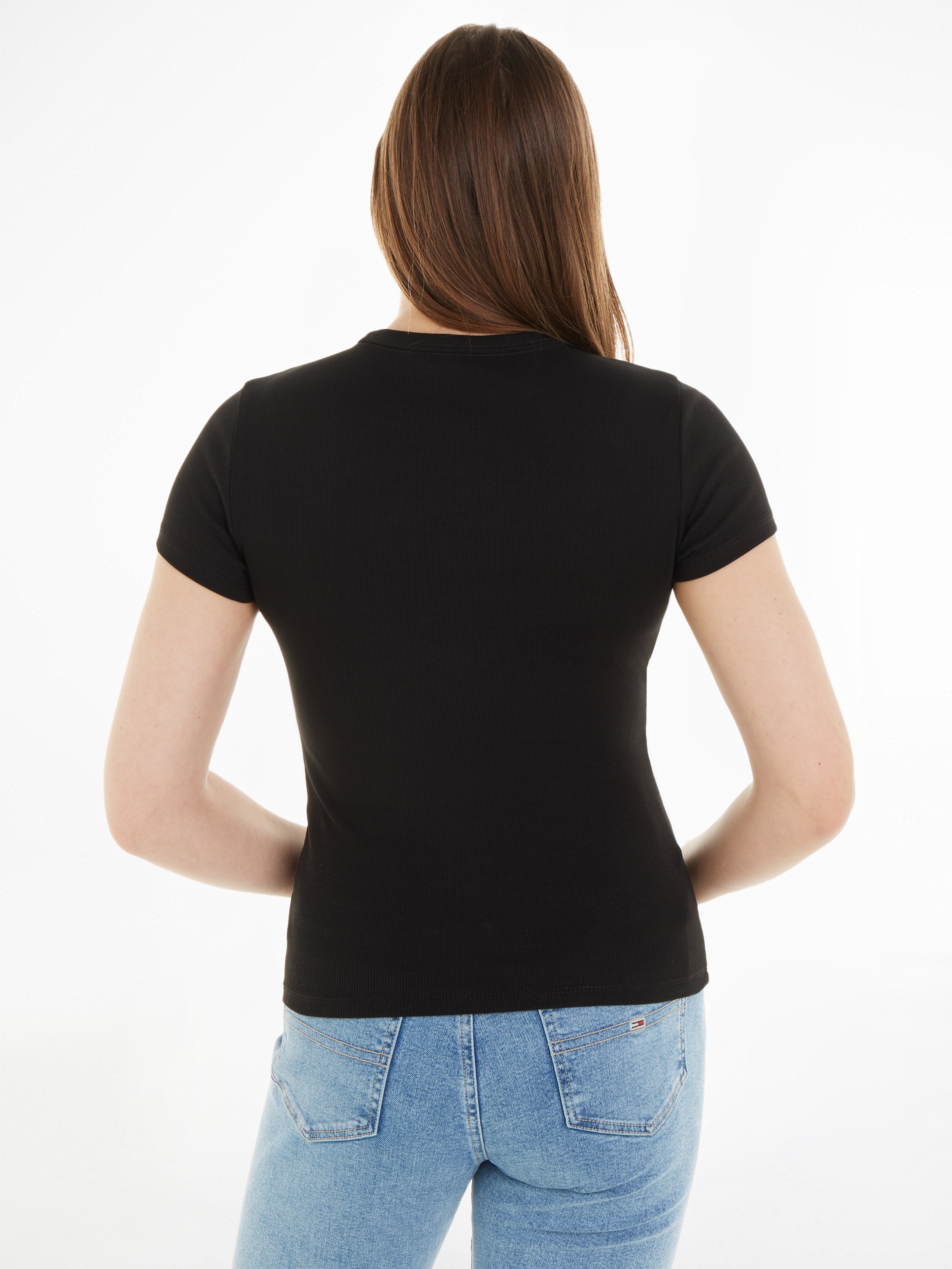 Tommy Jeans Kurzarmshirt "TJW SLIM ESSENTIAL RIB SS EXT", in gerippter Stru günstig online kaufen