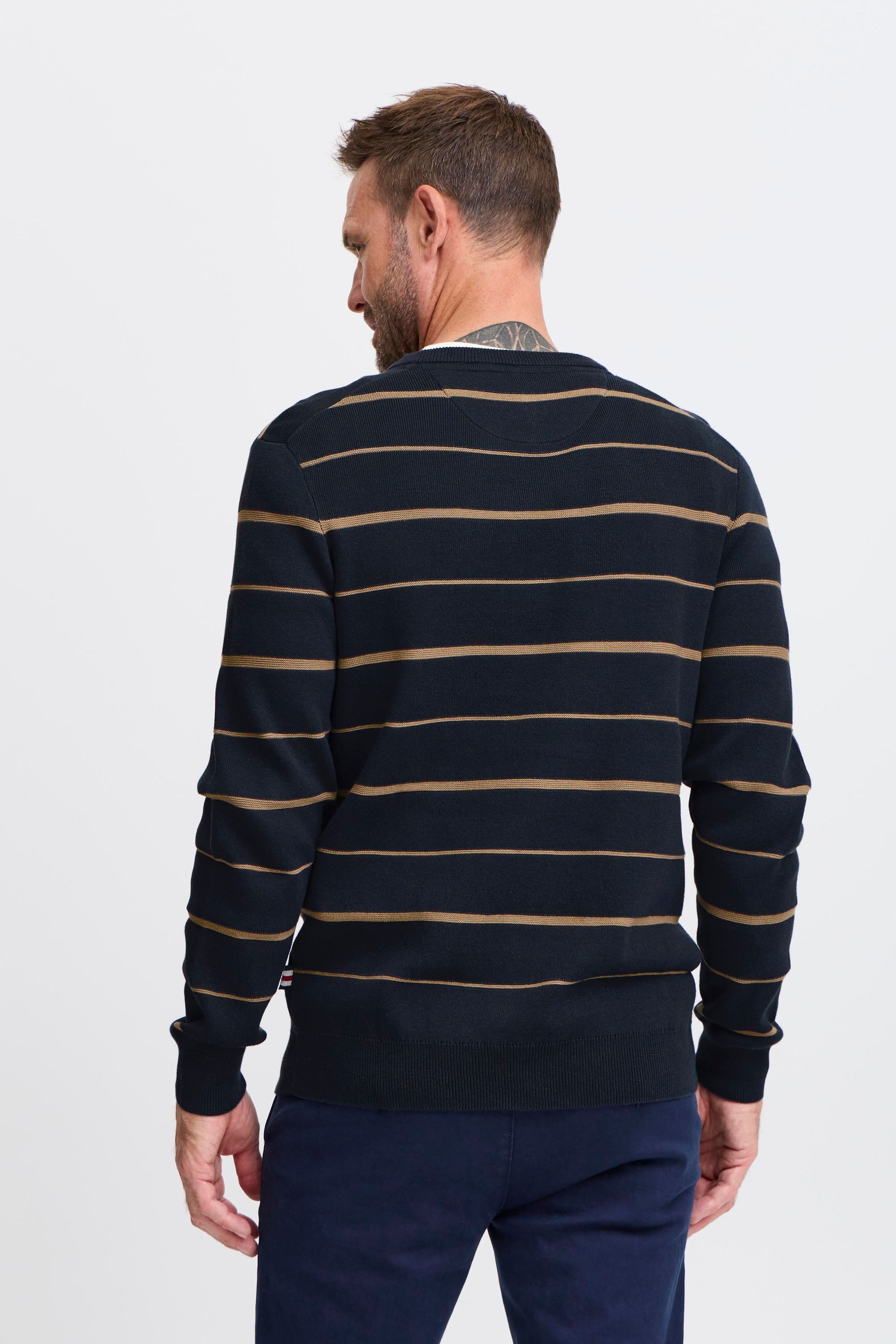 FQ1924 Strickpullover »Strickpullover FQKYLE reversed strip crewneck neck«