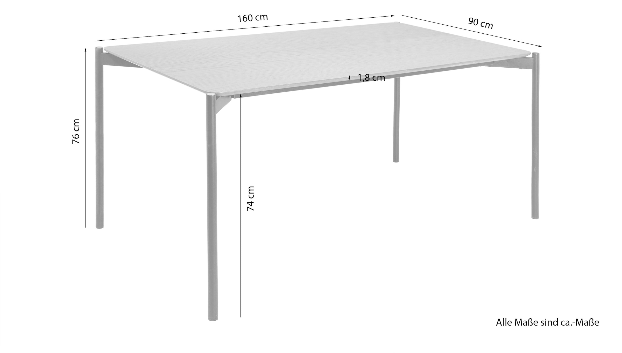 Homexperts Esstisch »Akira«, Breite 80 oder 160 cm, in Eiche natur oder schwarz lackiert