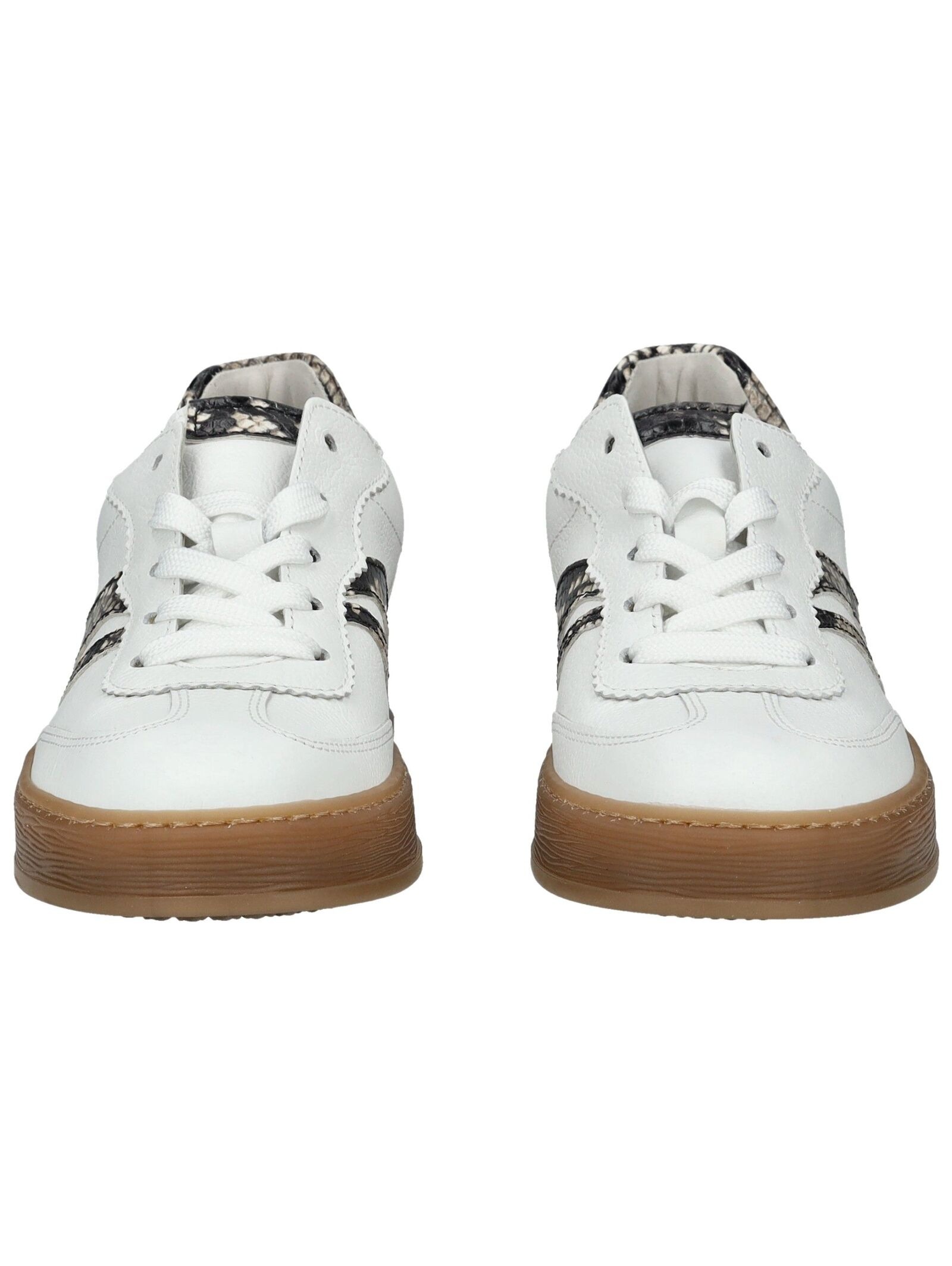 Plateausneaker GABOR "FLORENZ", Damen, Gr. 40, weiß, natur, Kalbsleder, Reptilienprägung, Schuhe Plateausneaker, Freizeitschuh, Halbschuh, Schnürer, im Retrolook, Weite G (=weit) 2
