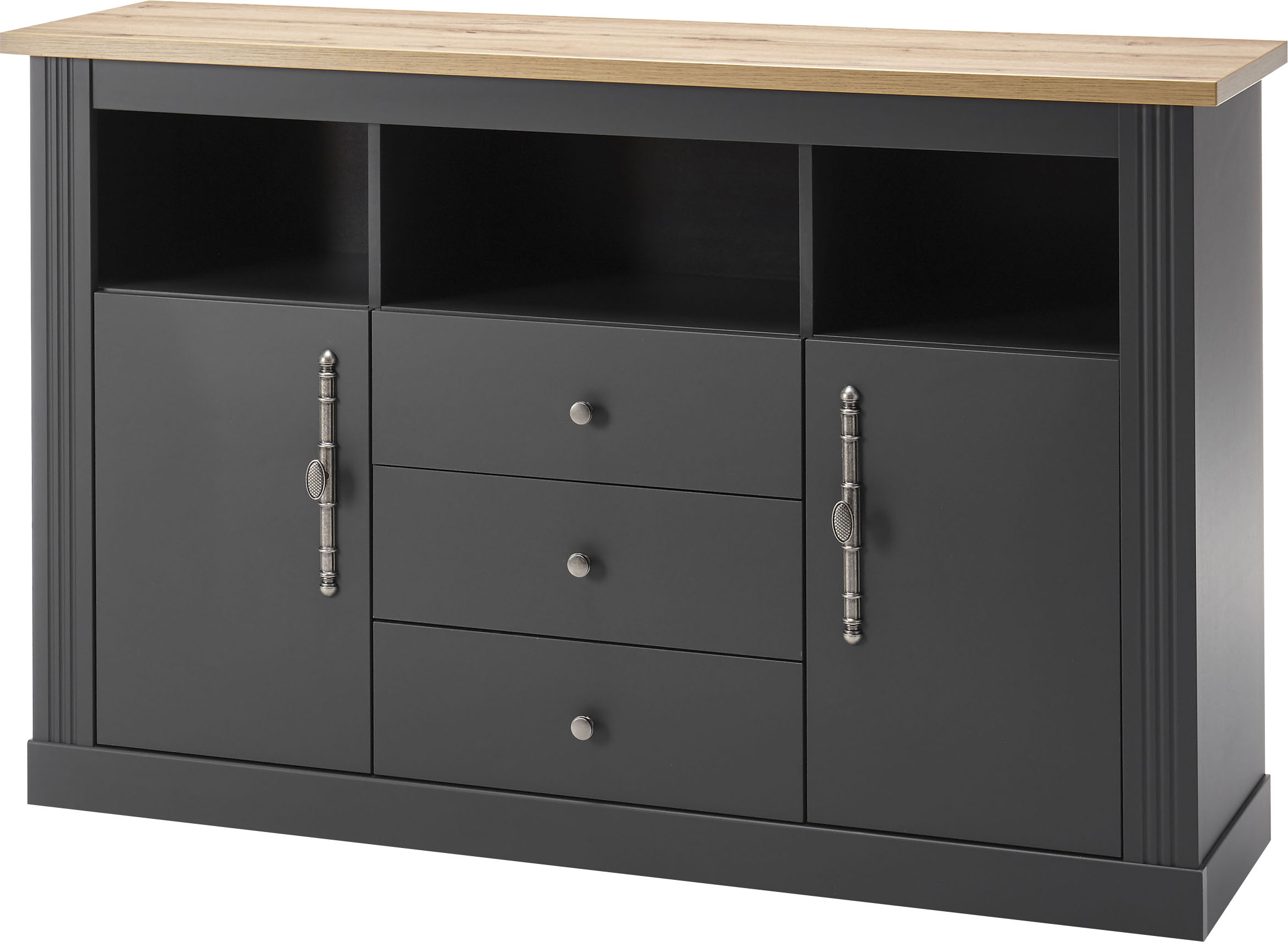 OTTO home Sideboard "Westminster, Kommode im Landhausstil, Schrank, Stauraumelement" Metallgriffe, ausreichend Stauraum, in 2 Farben erhältlich