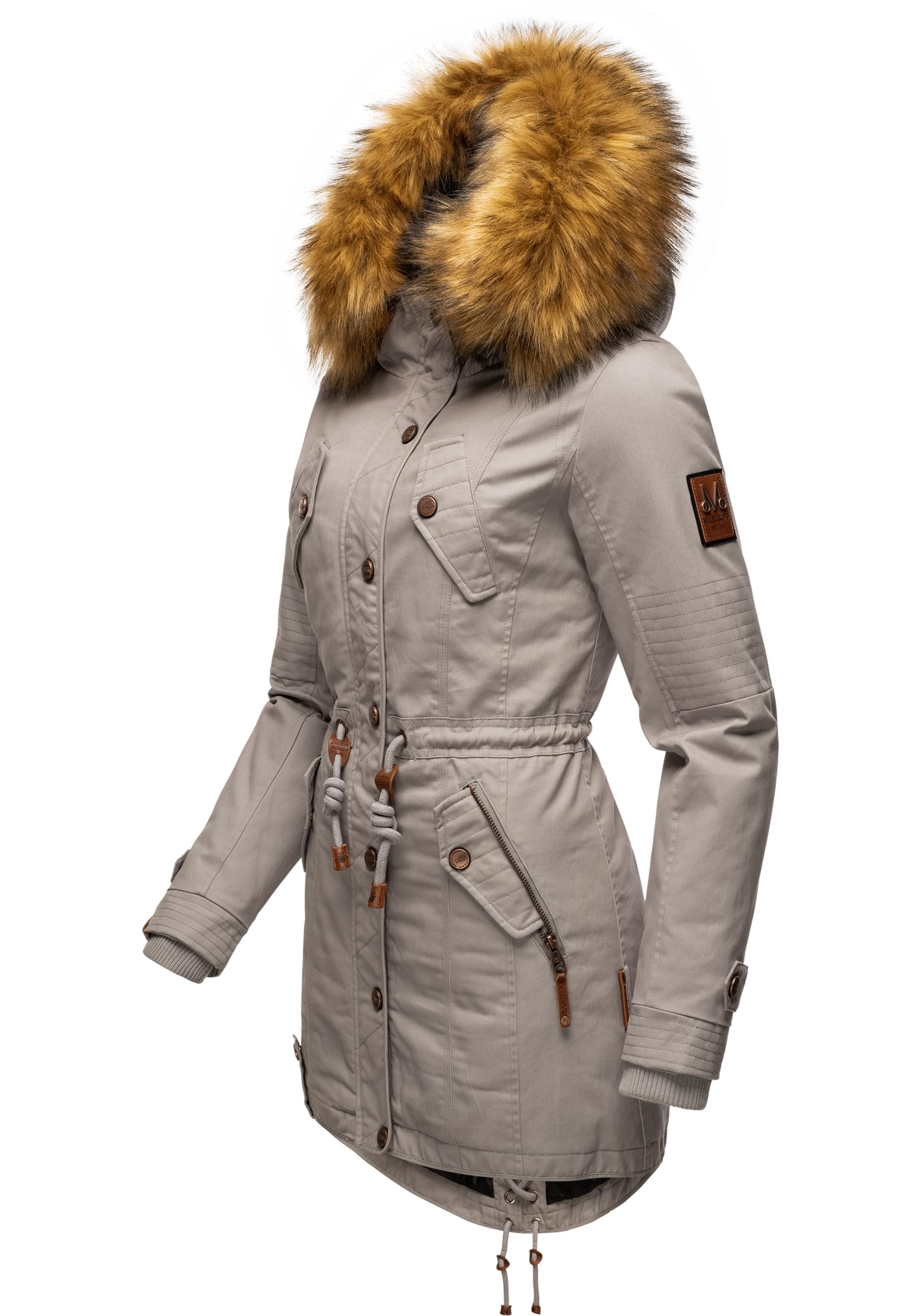 Marikoo Wintermantel »La Viva Prc«, stylischer Winterparka mit abnehmbarem Kunstfell