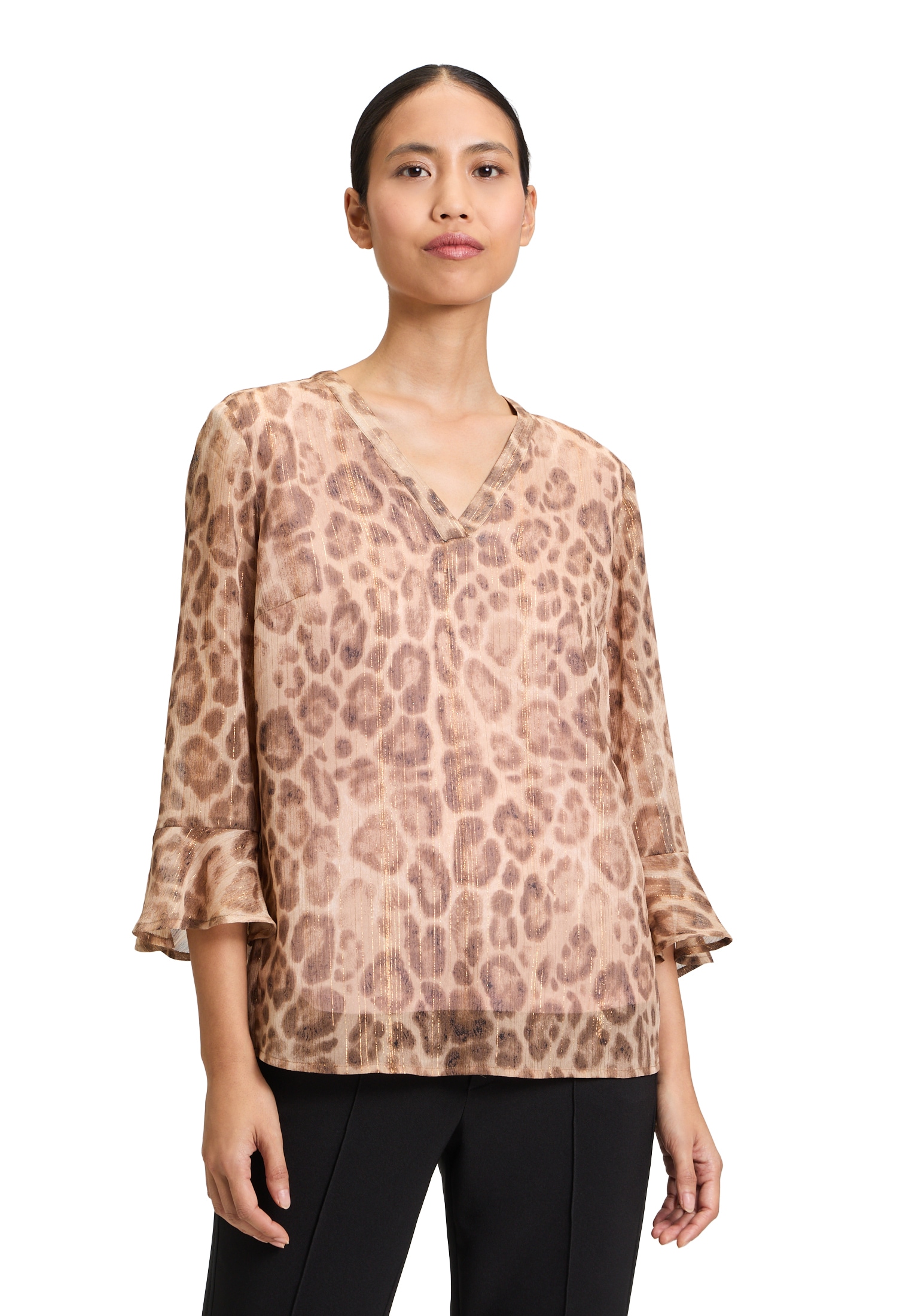 Cartoon Schlupfbluse "Cartoon Casual-Bluse mit Leoprint"