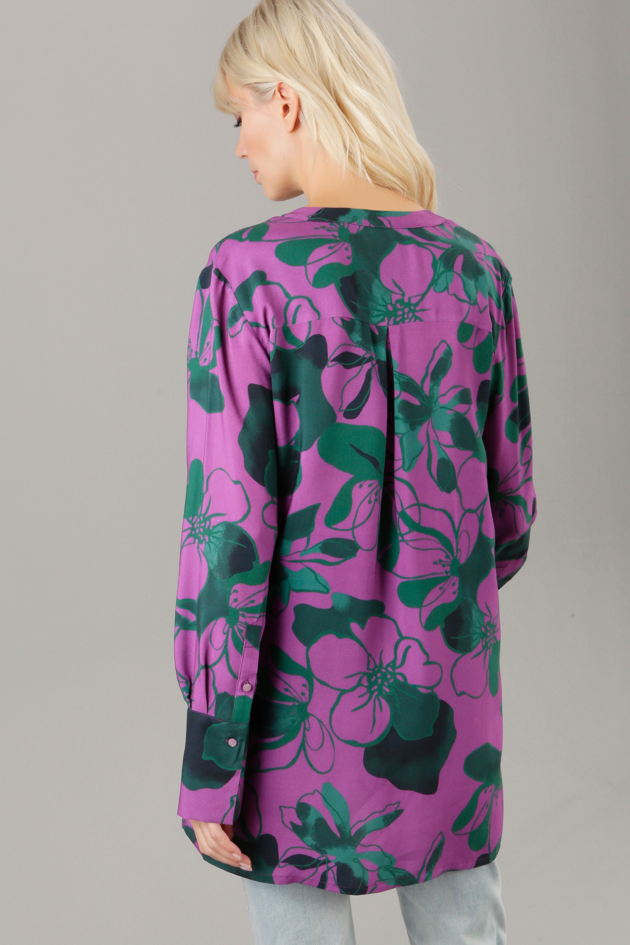 Aniston SELECTED - kaufen für mit Farbkombination BAUR Longbluse, | in aufregender NEUE Blütendruck KOLLEKTION