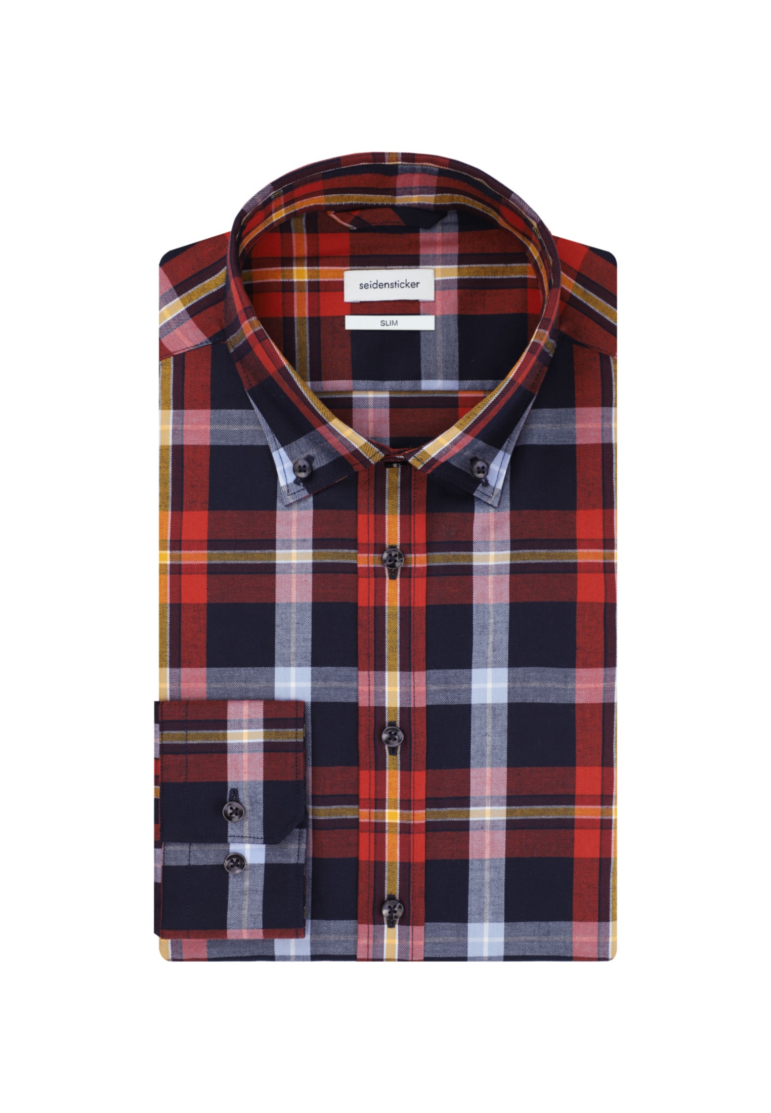 seidensticker Flanellhemd »Slim«, Slim Langarm Button-Down-Kragen Karo